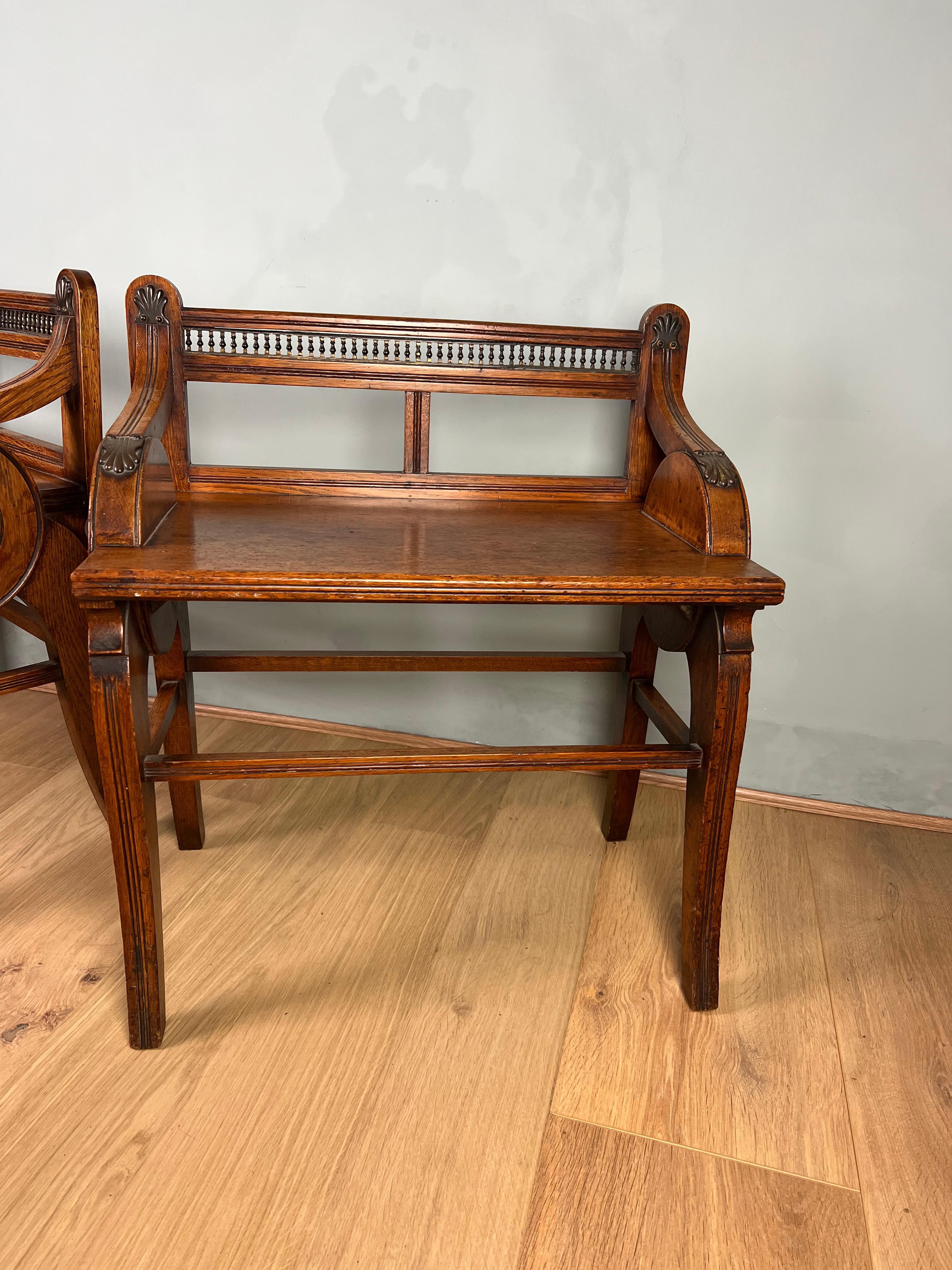 19th Century Matched Pair of English Schoolbred Benches  For Sale