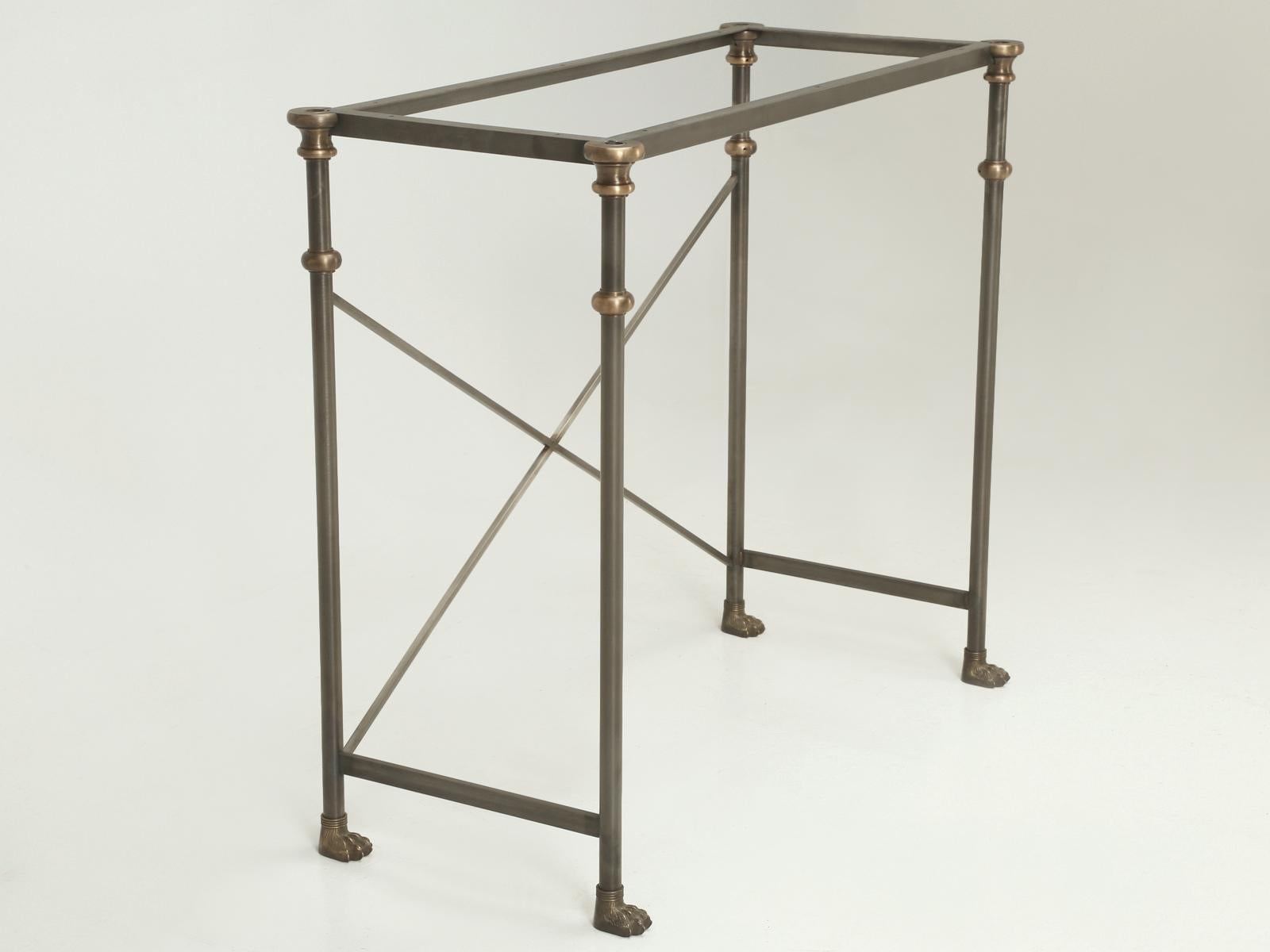 Industrial Matched Pair of Stainless Steel and Solid Bronze Console Tables in Any Size