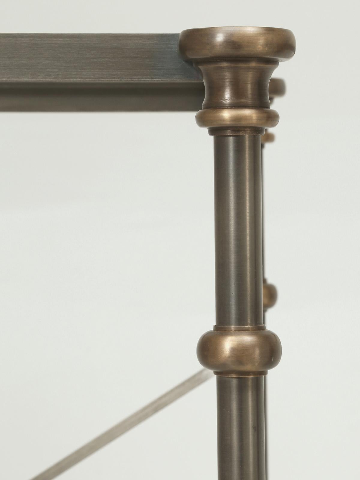Hand-Crafted Matched Pair of Stainless Steel and Solid Bronze Console Tables in Any Size