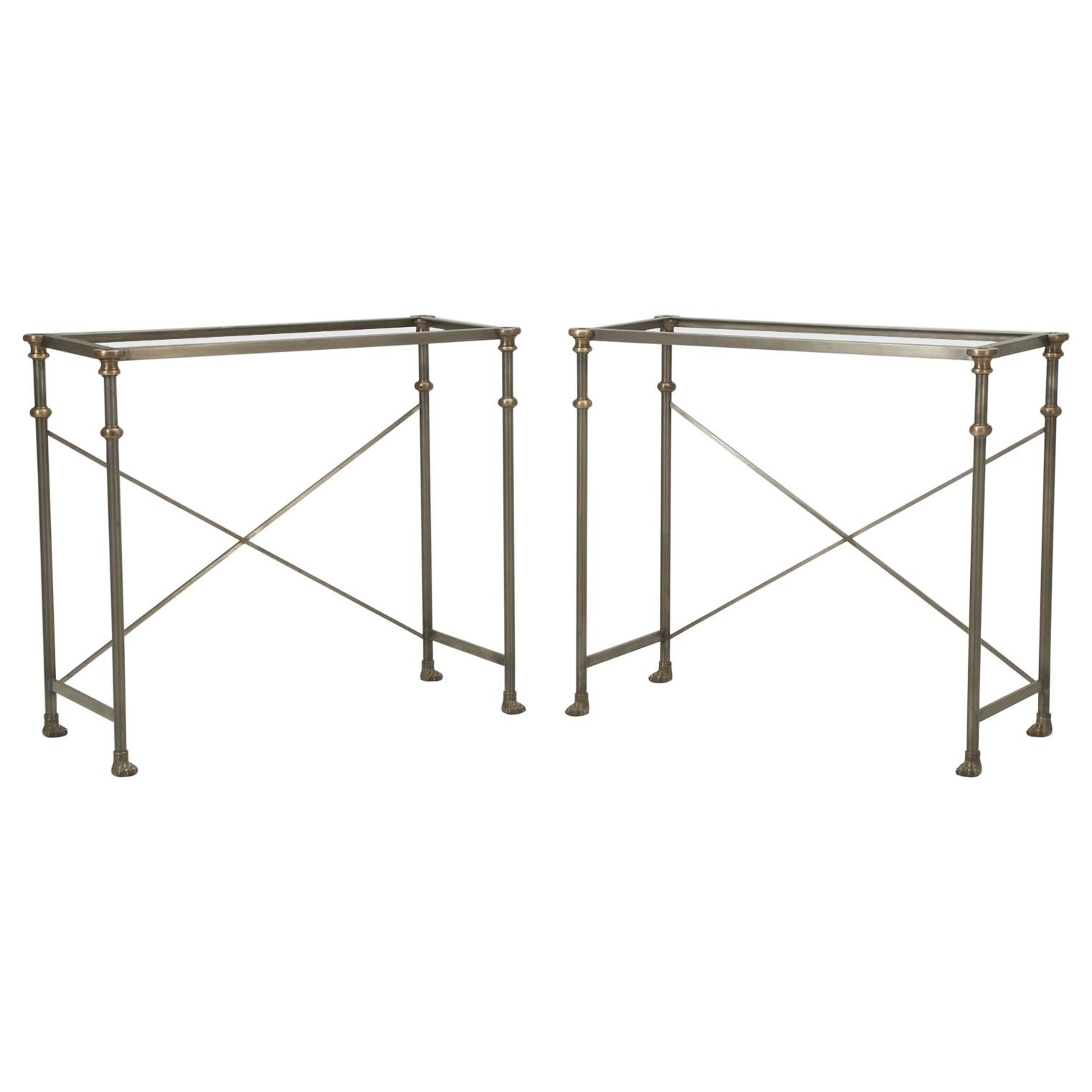 Matched Pair of Stainless Steel and Solid Bronze Console Tables in Any Size