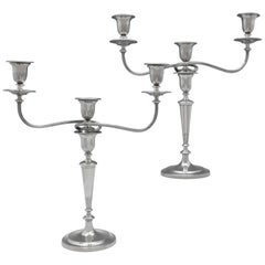 Matched Pair of Sterling Silver Candelabras Sticks, 1796, Branches, 2015