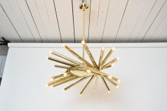 Matched Pair of Stilnovo Brass 24 Light and 18 Light Chandeliers, c1960