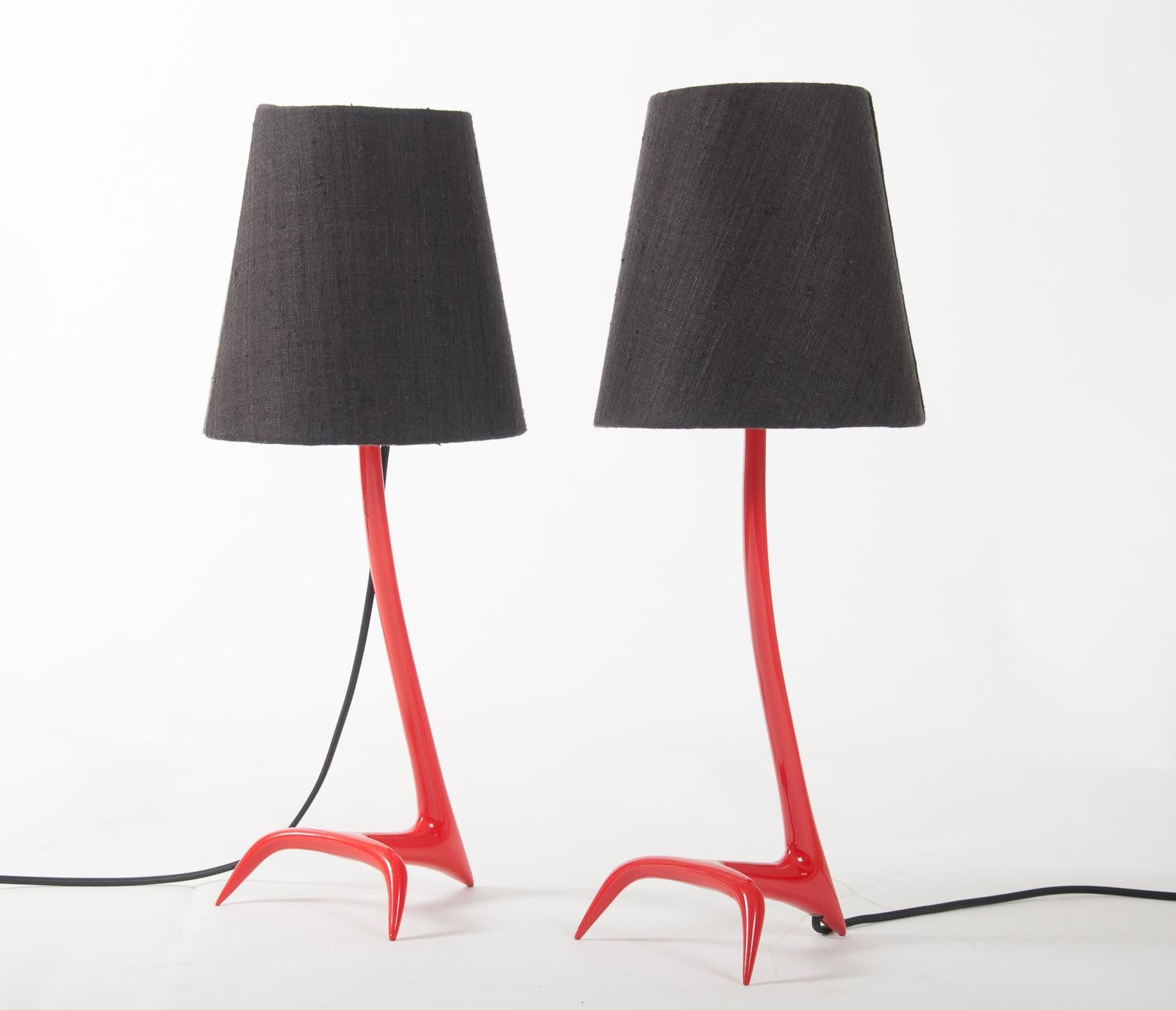 Mid-Century Modern Matched Pair of Stockholm Table Lamps by Maison Charles