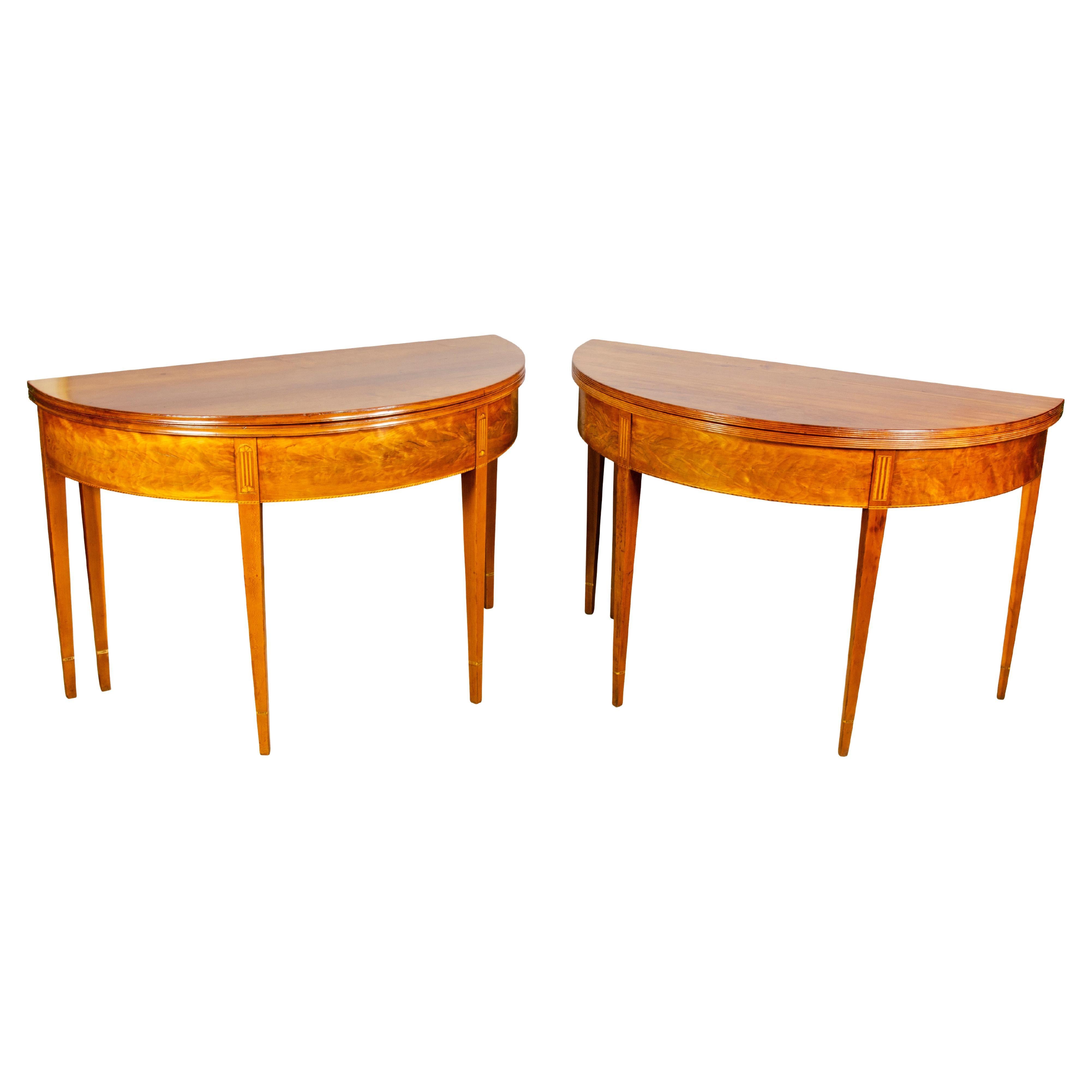 Matched Pair of Swedish Neoclassic Cherrywood Games Tables