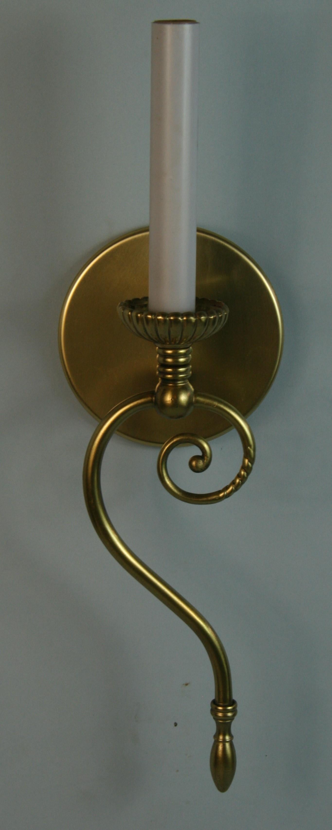 1-4077 a pair of swirled brass single light sconce.
Newly rewired.