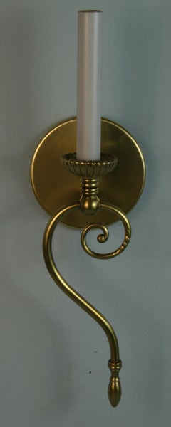 Matched Pair of Swirled Brass Mid Century  Sconces
