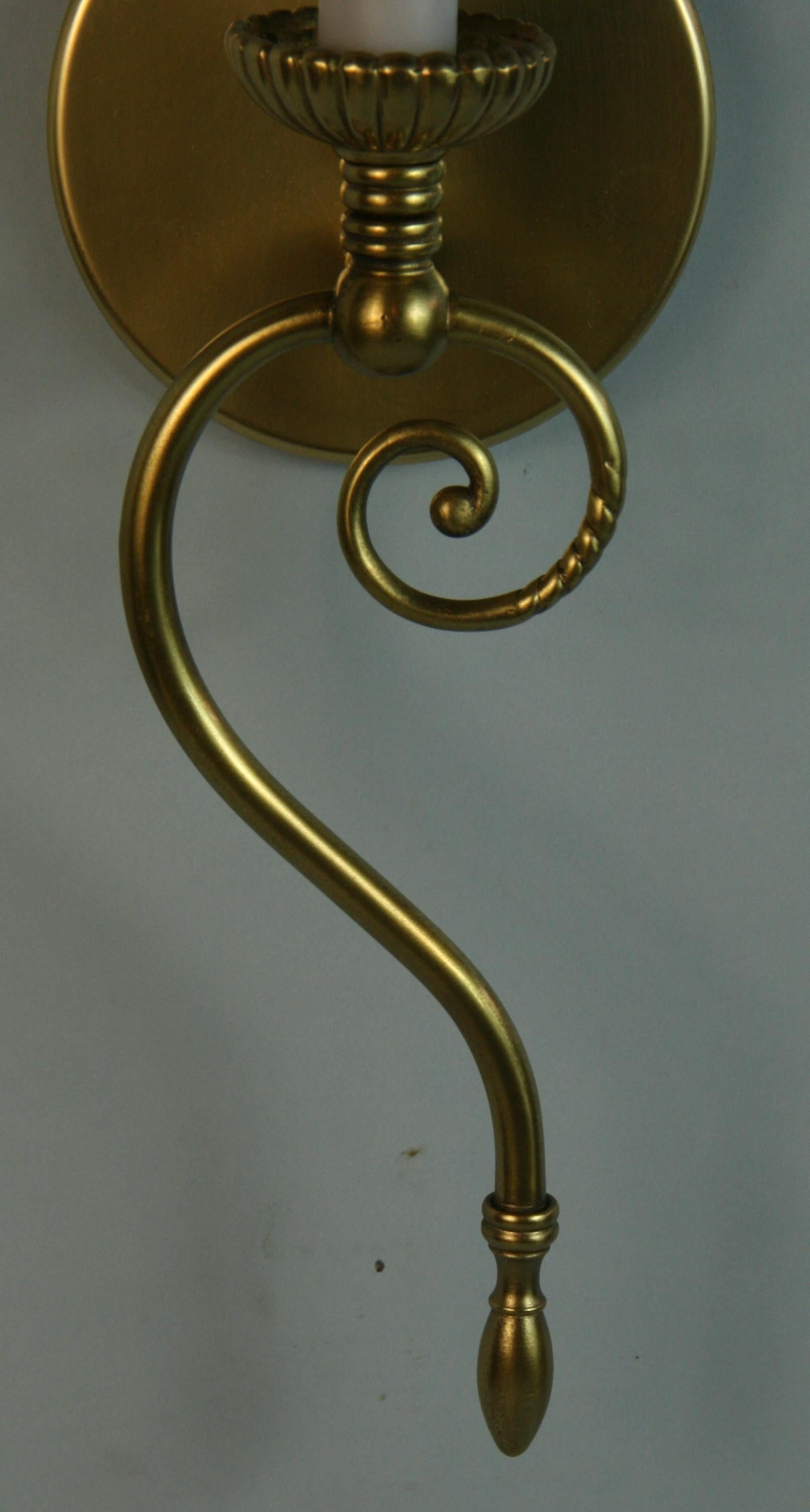 Mid-20th Century  Matched Pair of Swirled Brass Mid Century  Sconces For Sale