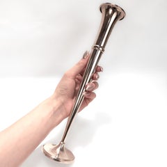 Matched Pair of Tall Mid-Century American Sterling Silver Flower or Bud Vases