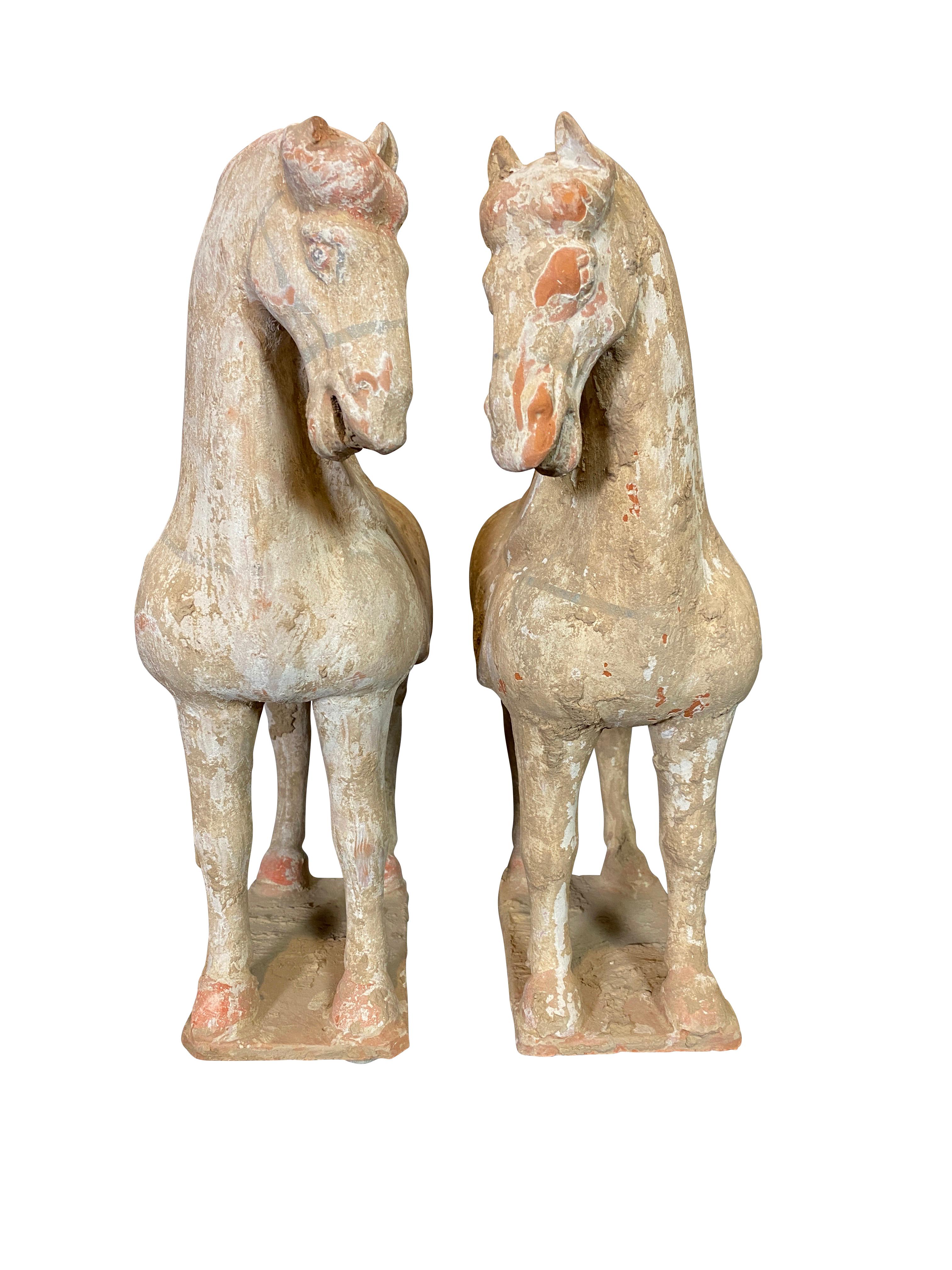 Chinese Matched Pair of Tang Style Pottery Horses