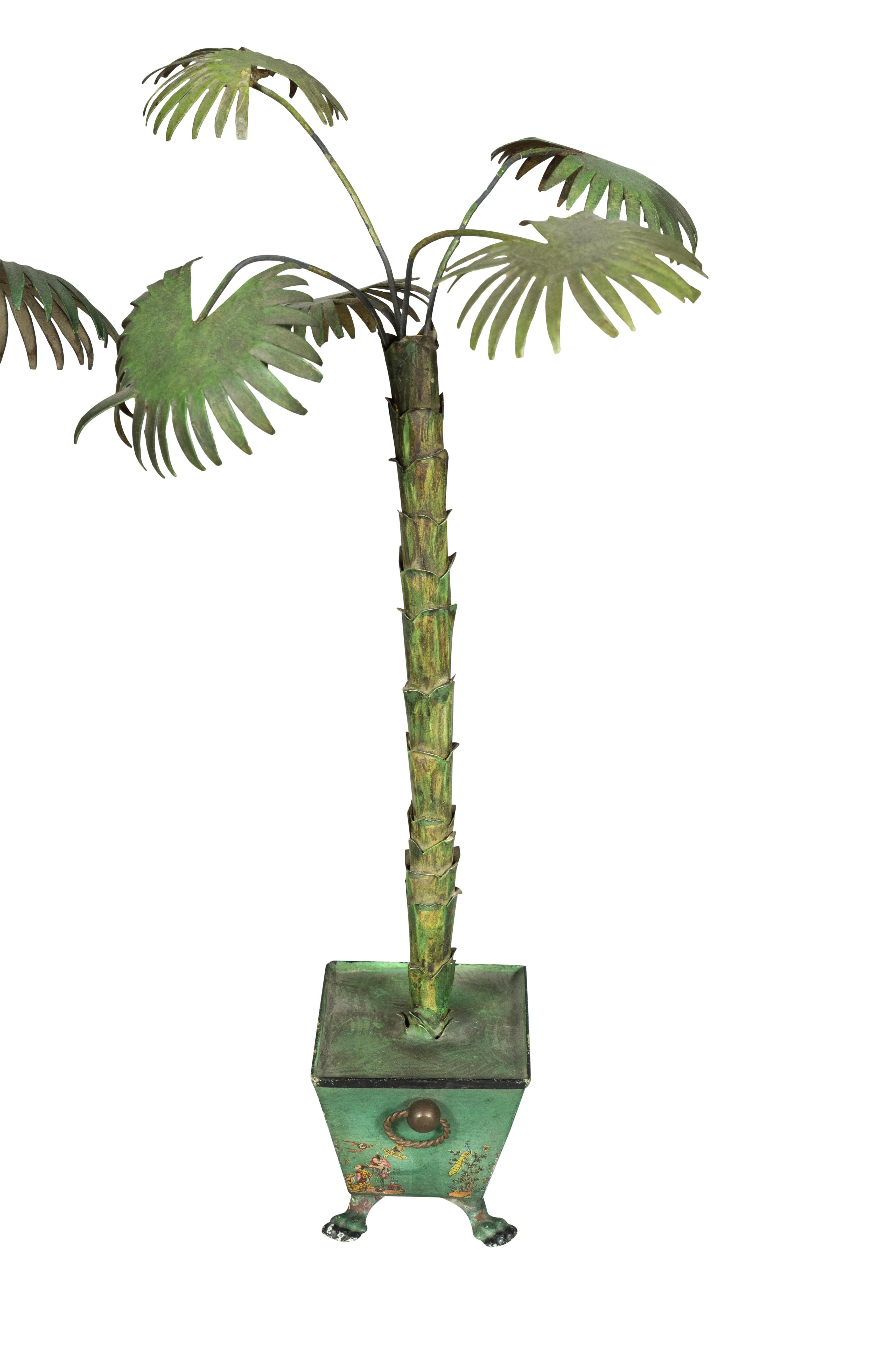 Matched Pair Of Tole Palm Trees In Good Condition For Sale In Essex, MA