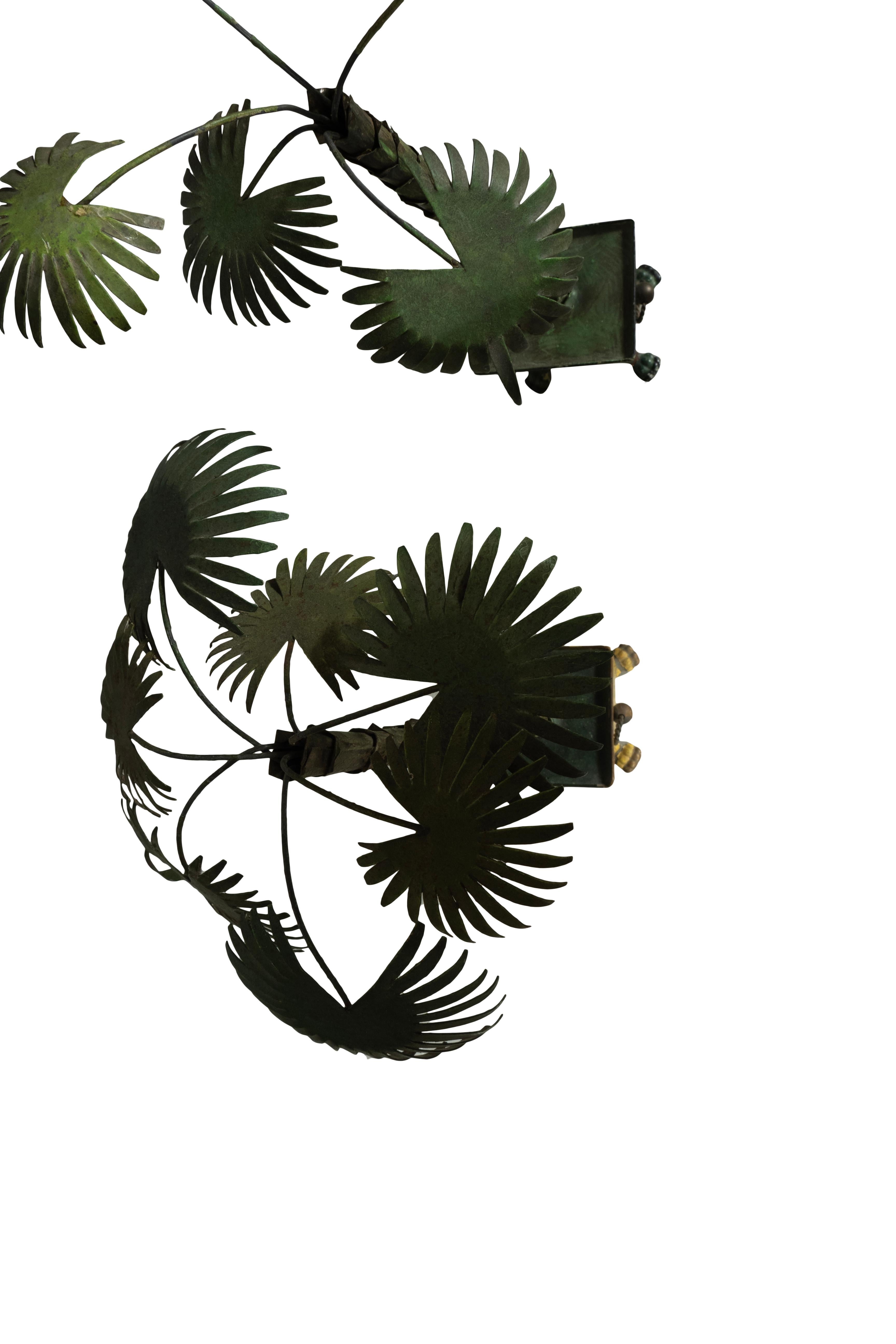 Tin Matched Pair Of Tole Palm Trees For Sale