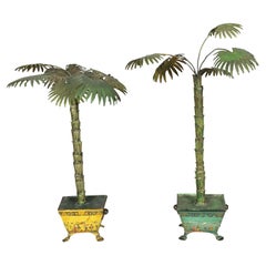 Vintage Matched Pair Of Tole Palm Trees