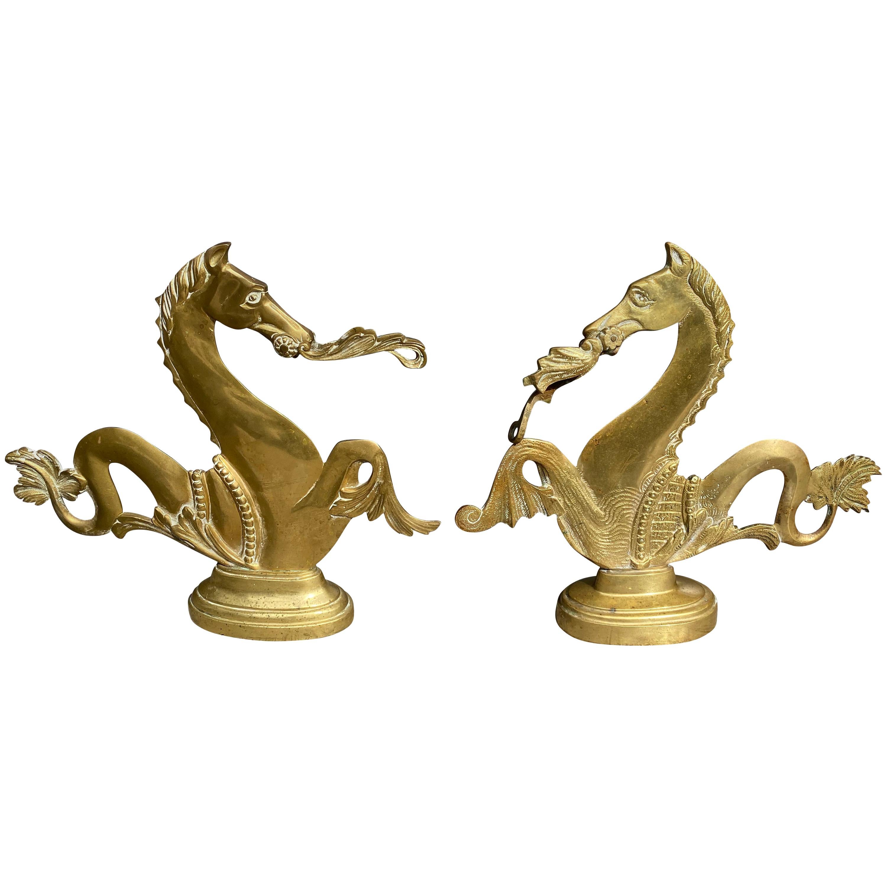 Matched Pair of Venetian Brass Gondola Seahorses
