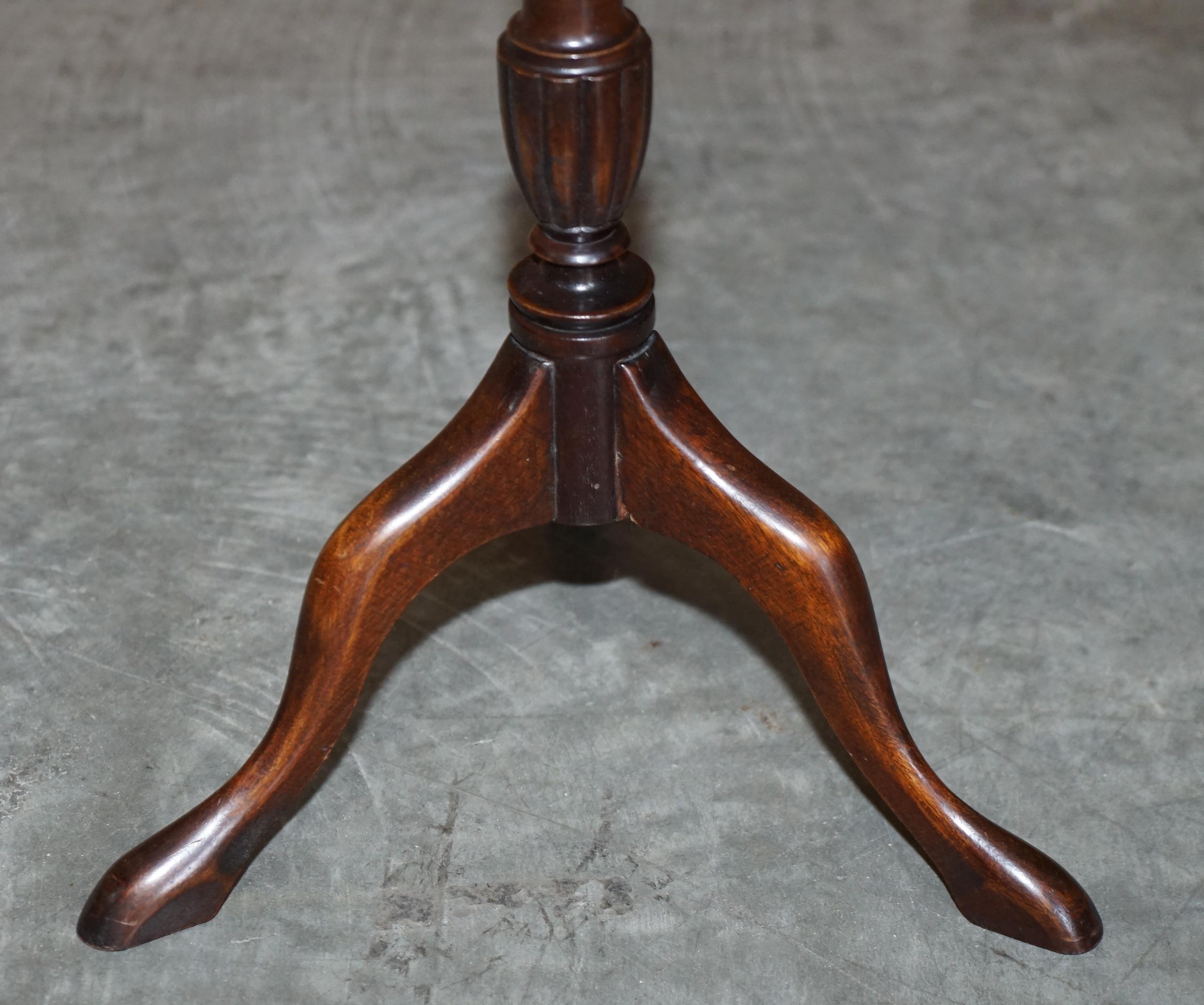 Matched Pair of Vintage Mahogany Tripod Side End Lamp Wine Tables Nice Form 1