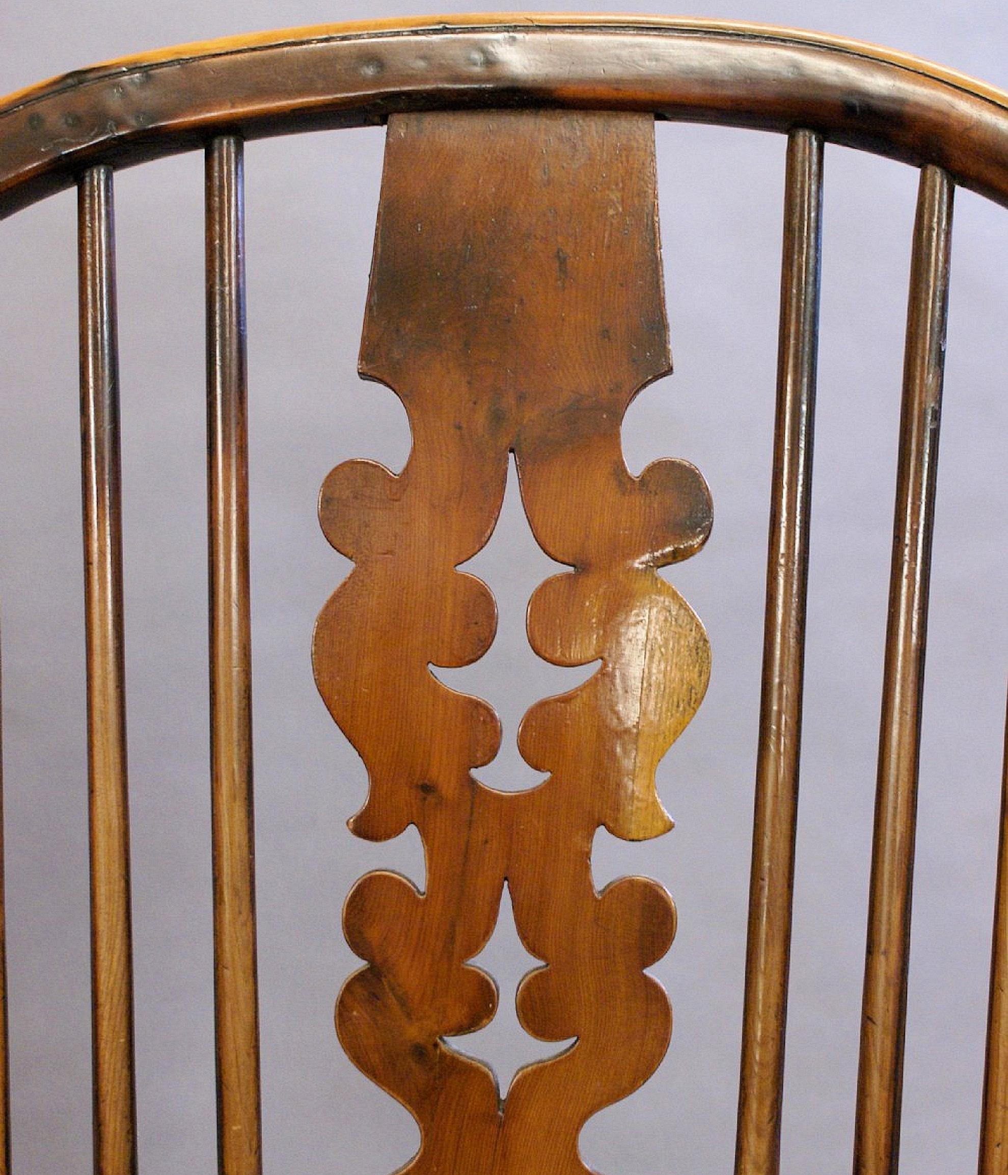 19th Century Matched Pair of Yew Wood Arm Chairs For Sale