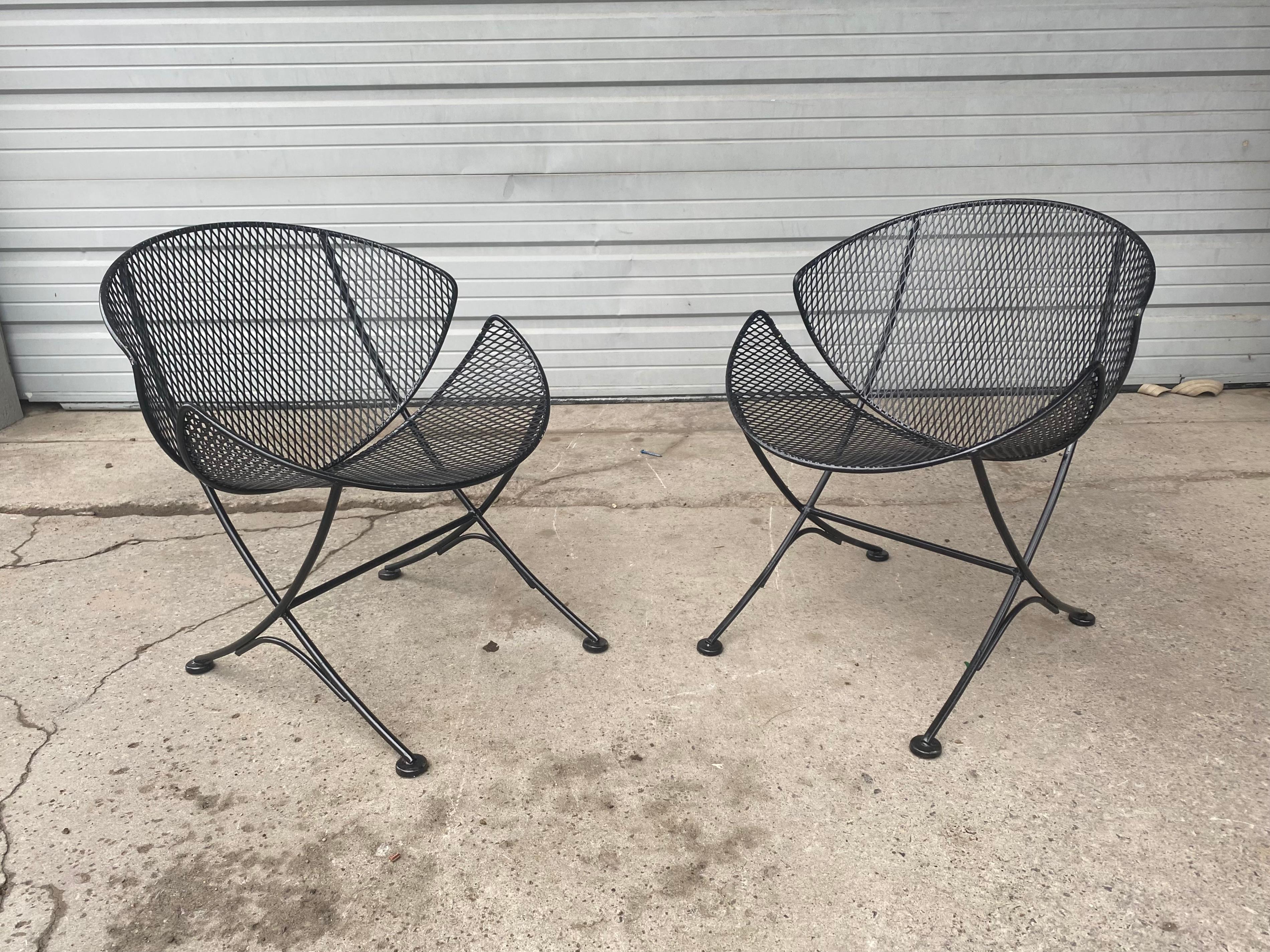 Painted Matched Pair Orange Slice Clam Shell Chairs by Tempestini for Salterini