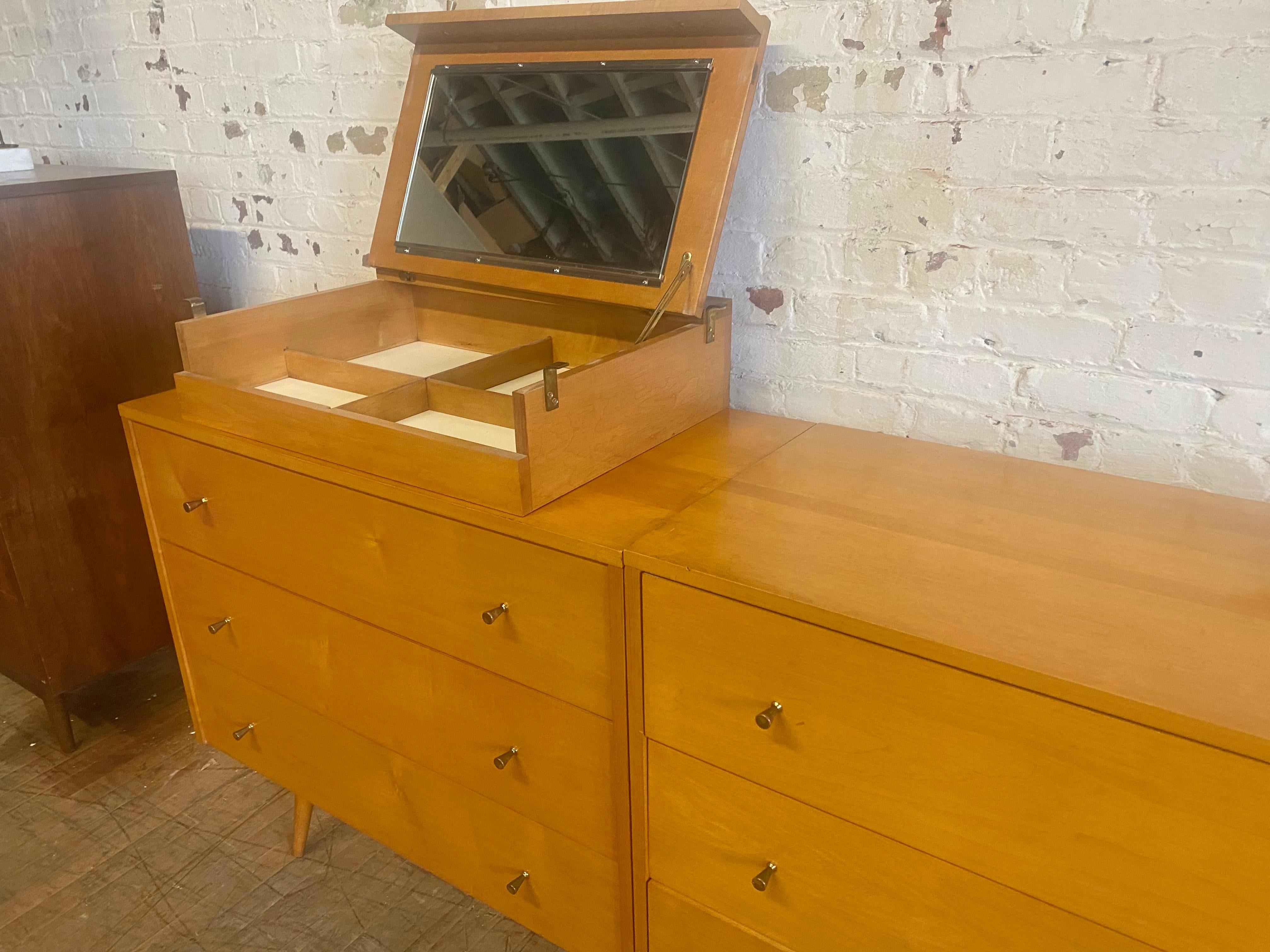Mid-20th Century Matched Pair Paul McCobb 3-Drawer Chests with Rare Hanging Jewelry Box For Sale