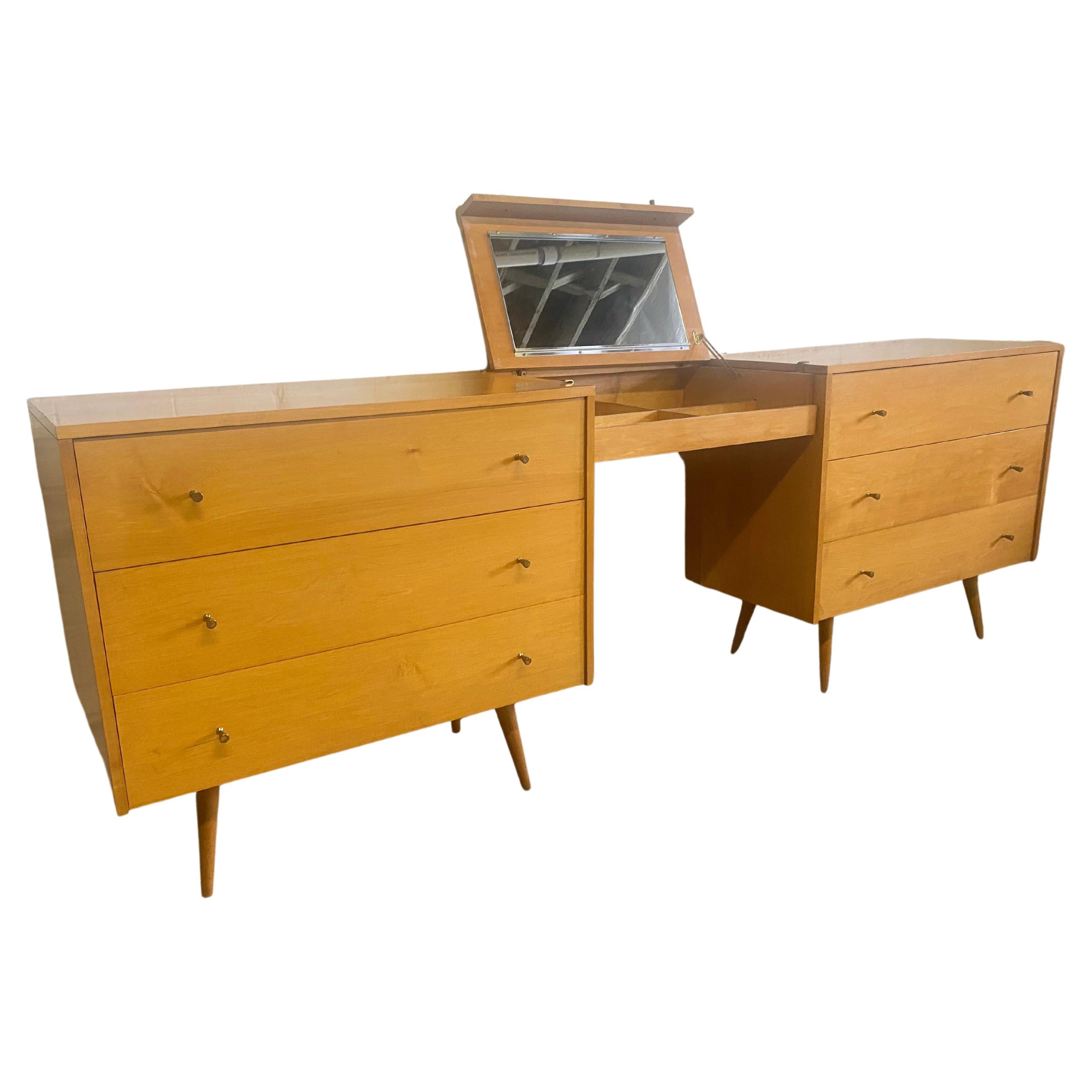 Matched Pair Paul McCobb 3-Drawer Chests with Rare Hanging Jewelry Box For Sale