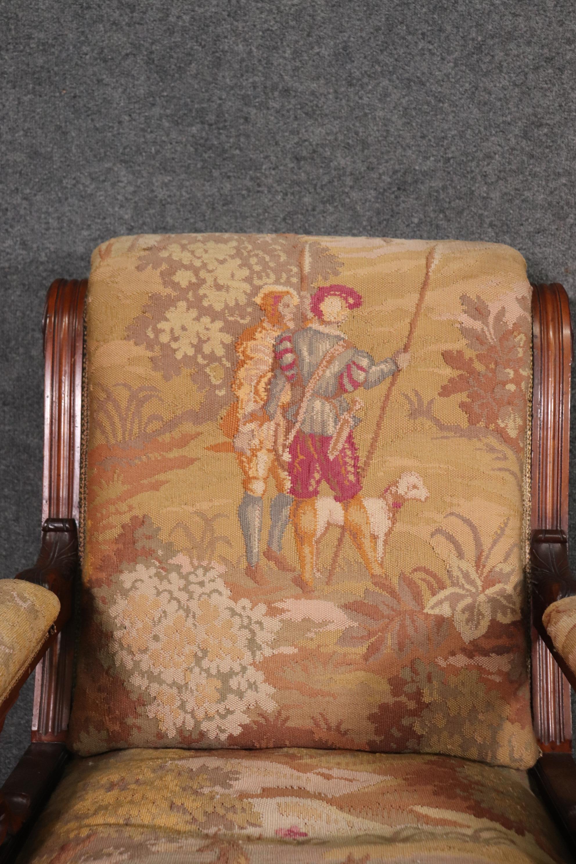 Matched Pair RJ Horner Carved Walnut Griffin Club Parlor Chairs, circa 1870 9