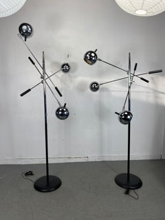 Matched Pair of Robert Sonneman Triennale Eyegball Orbiter Floor Lamps