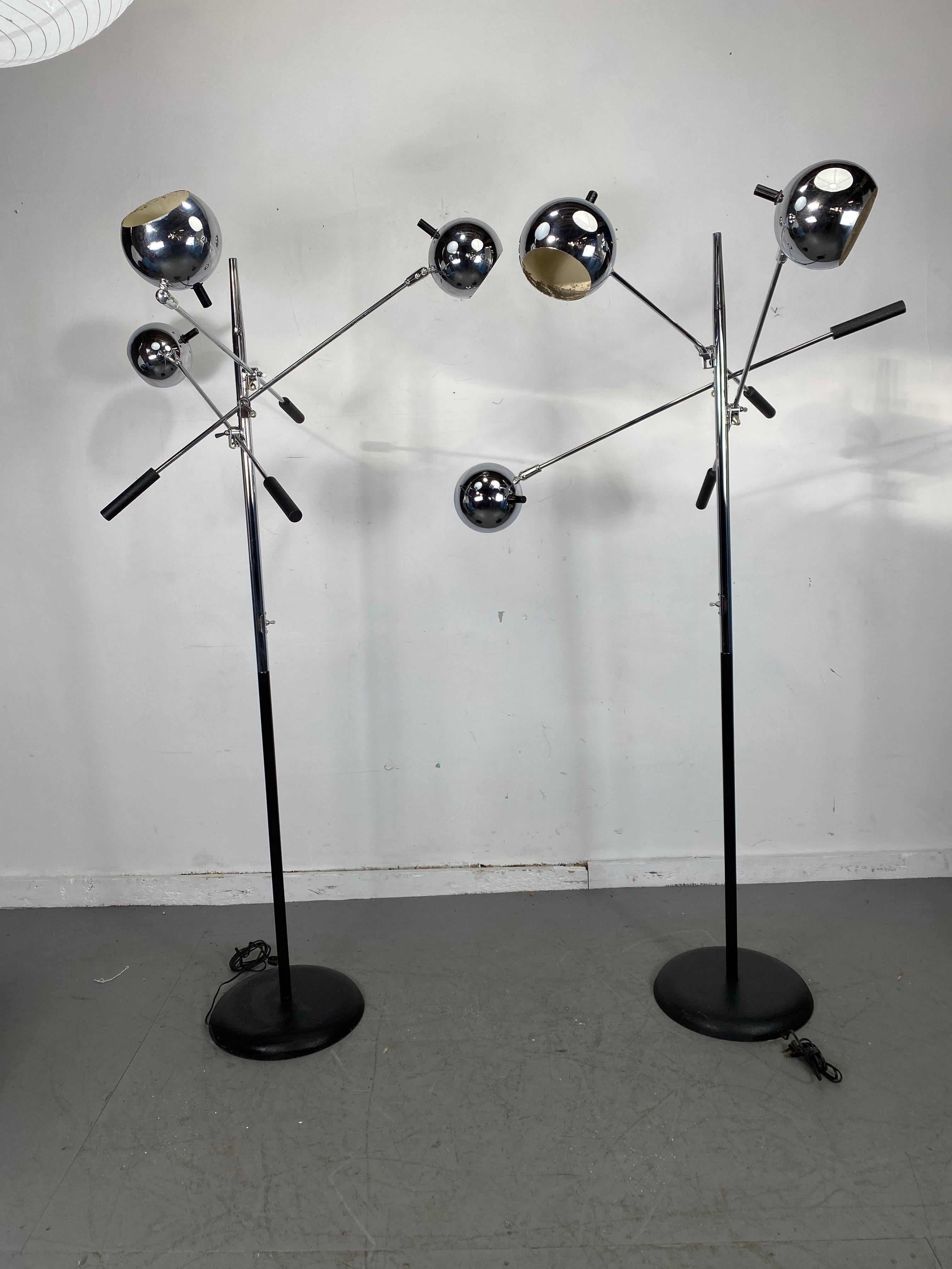 Matched Pair of Robert Sonneman Triennale Eyegball Orbiter Floor Lamps 1
