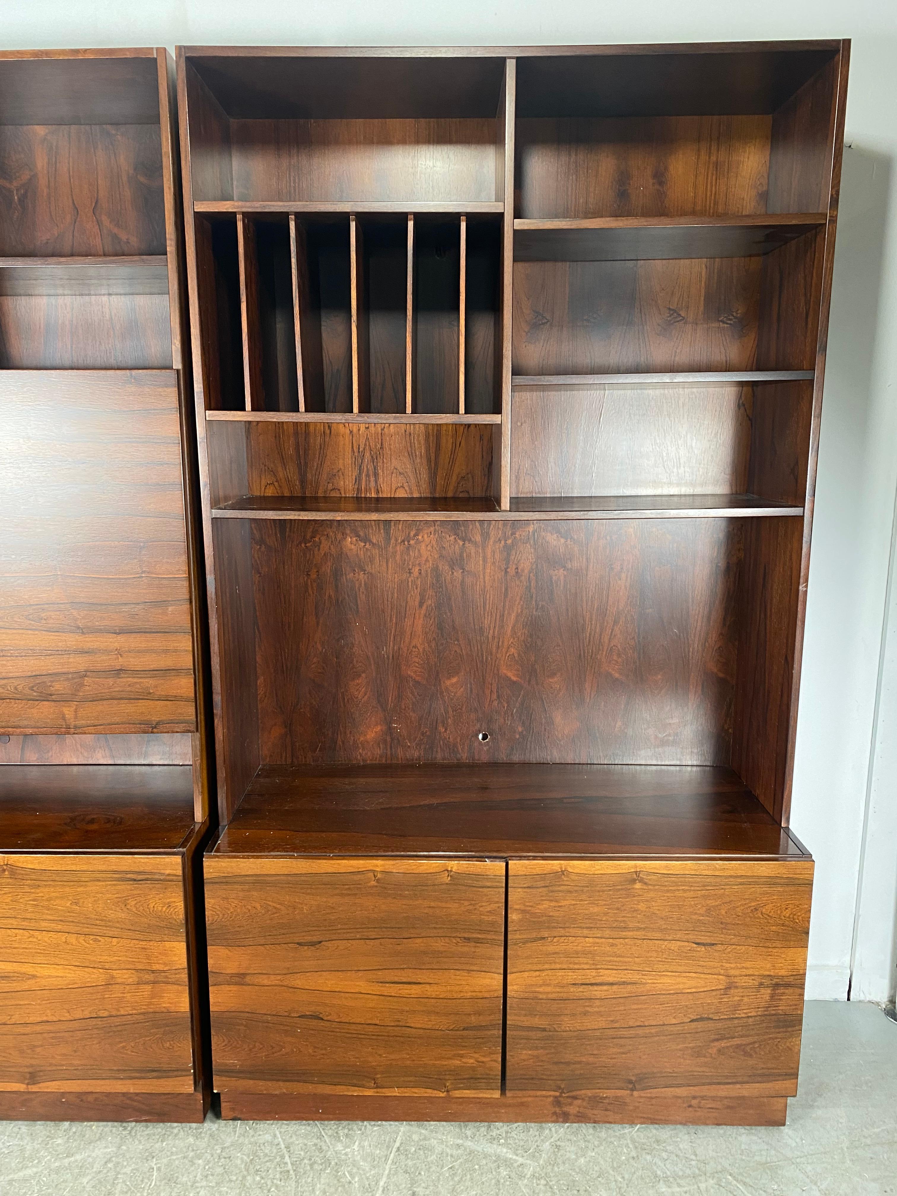 Matched Pair Rosewood Bookcase / Cabinets made in Denmark P.B. Mobler In Good Condition For Sale In Buffalo, NY
