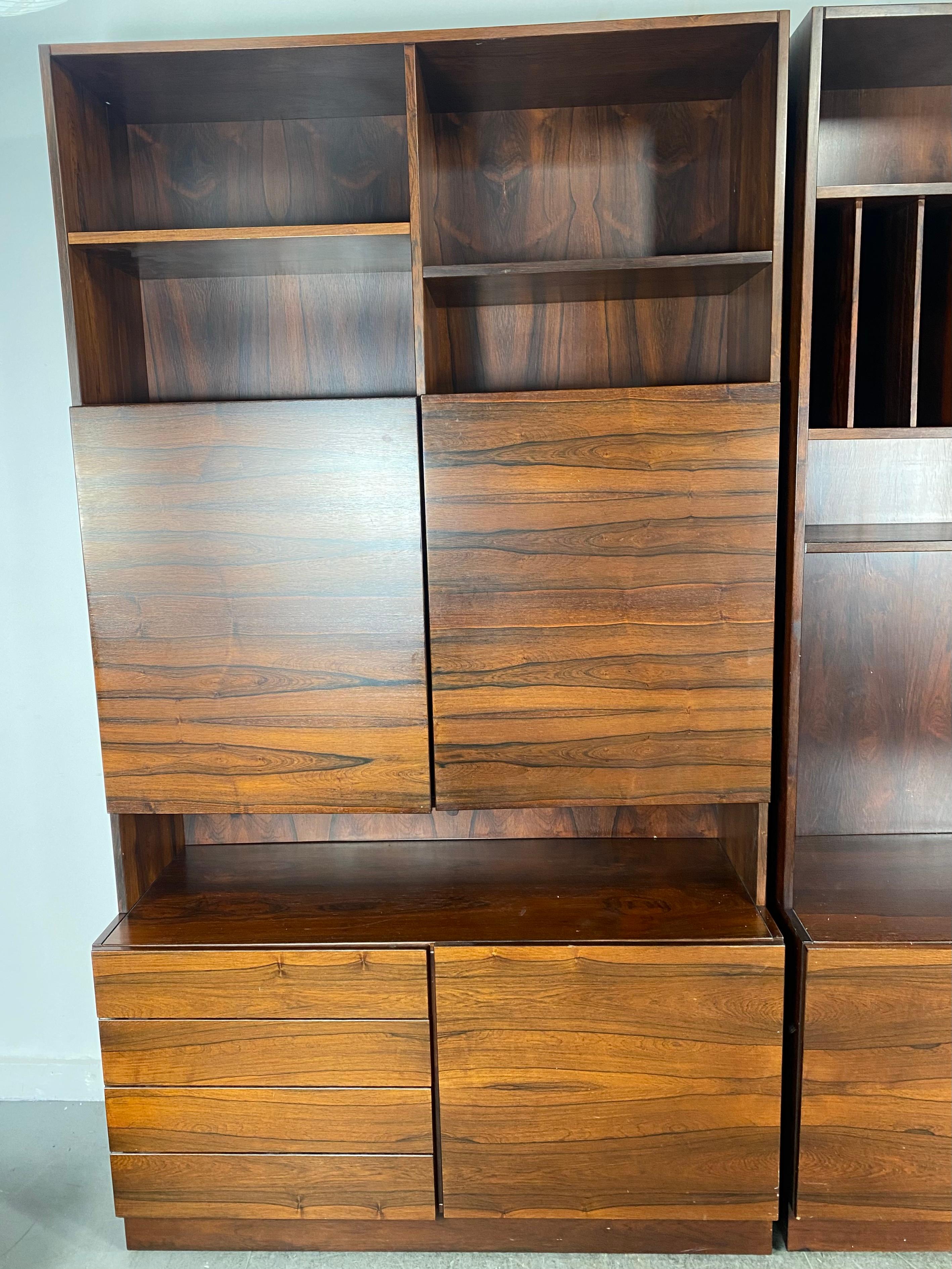 Late 20th Century Matched Pair Rosewood Bookcase / Cabinets made in Denmark P.B. Mobler For Sale