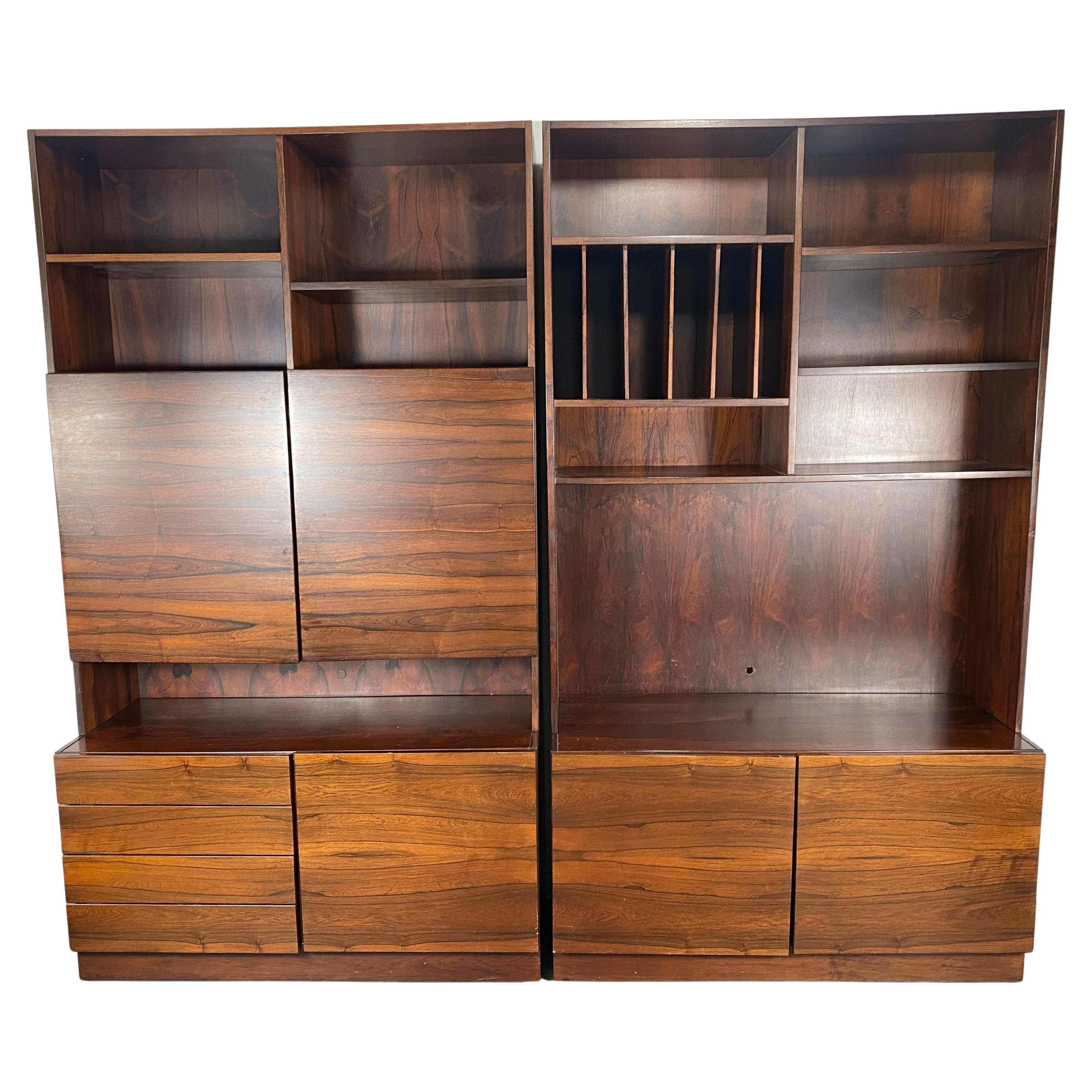Matched Pair Rosewood Bookcase / Cabinets made in Denmark P.B. Mobler