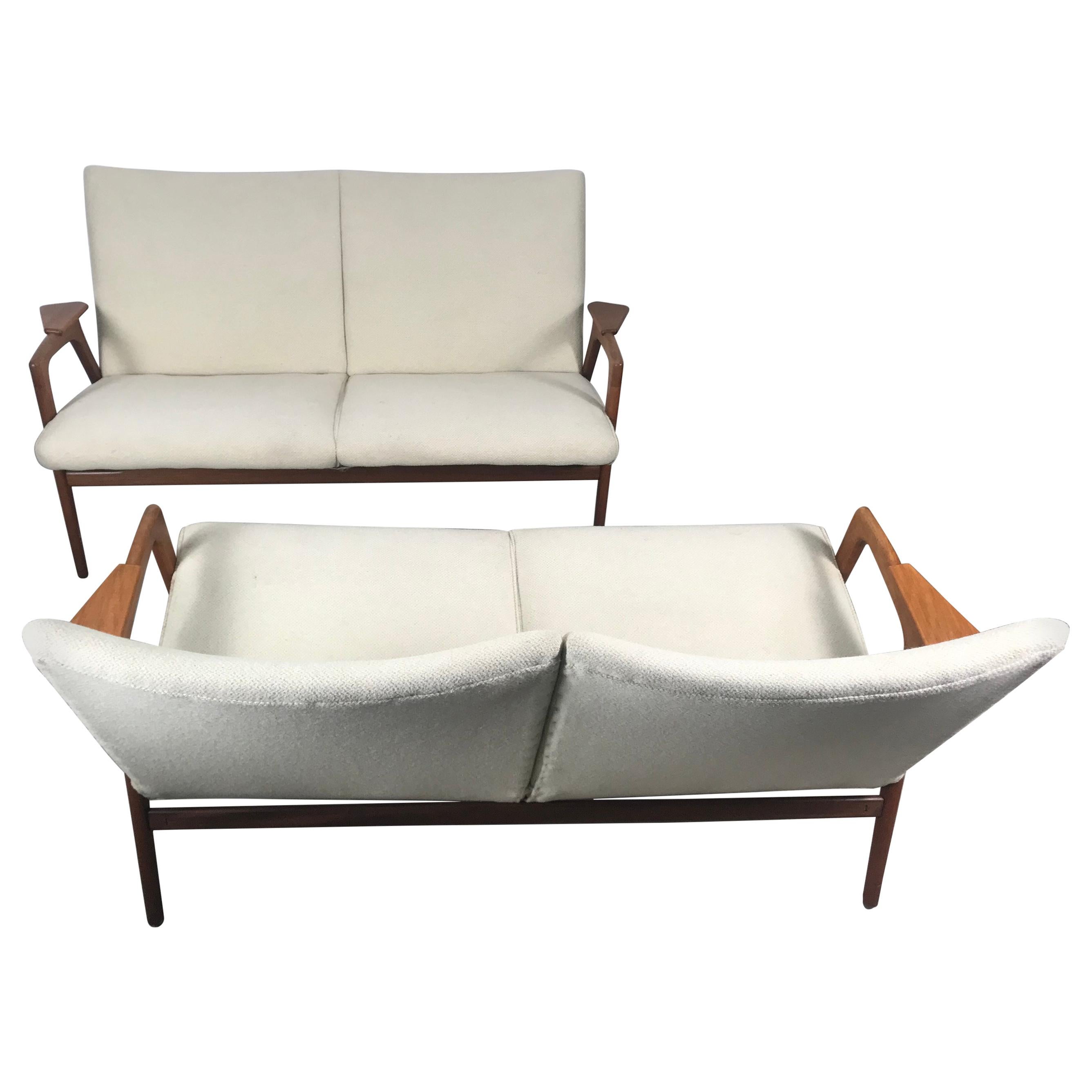 Matched Pair of Scandinavian Modern "Ruster" Sofa's, Yngve Exstrom, Pastoe 1960s