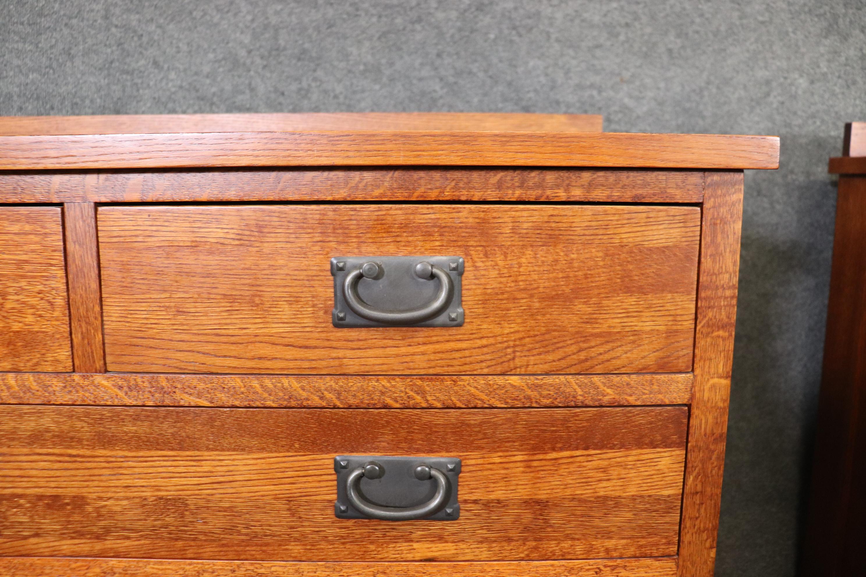 Matched Pair Solid American Quarter-Sawn Oak Mission Style Dressers 4