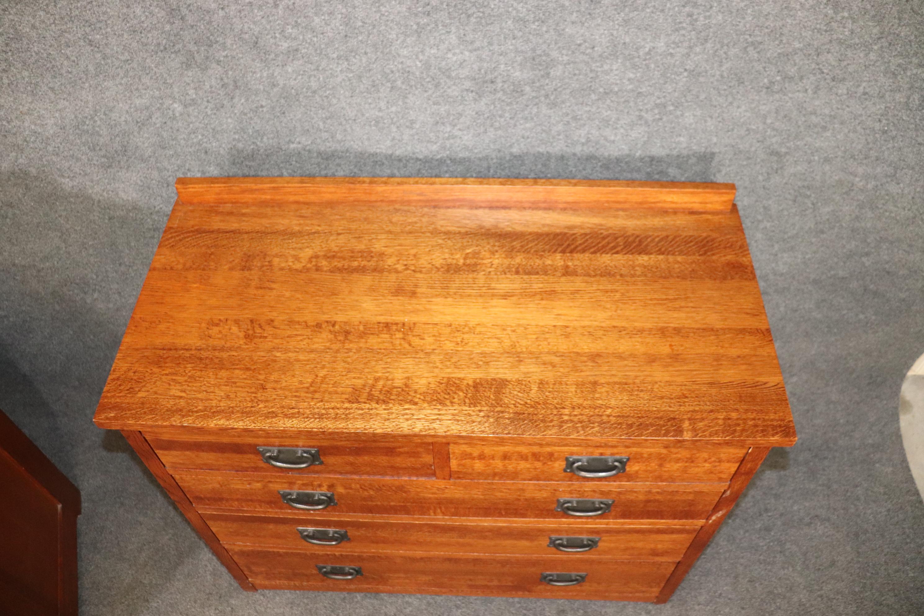 Matched Pair Solid American Quarter-Sawn Oak Mission Style Dressers 1