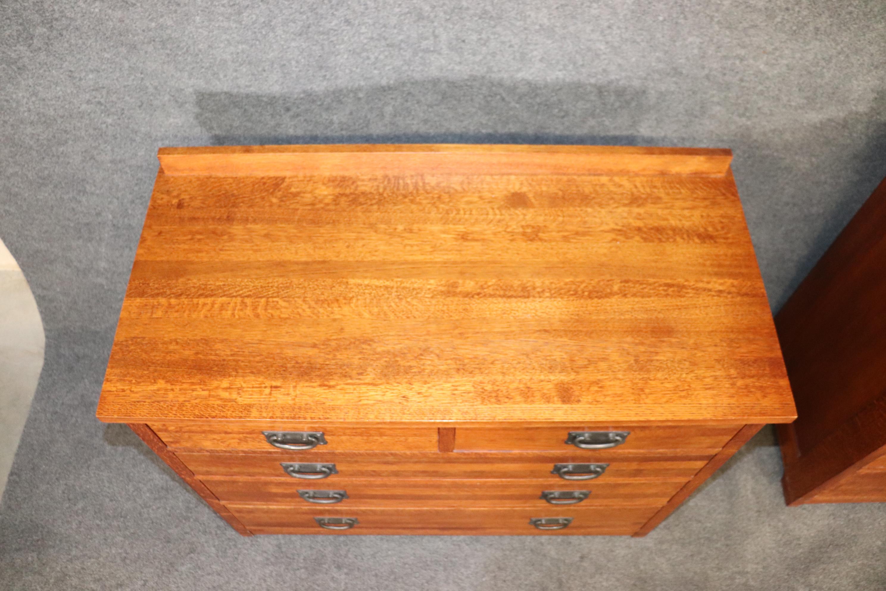 Matched Pair Solid American Quarter-Sawn Oak Mission Style Dressers 2