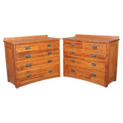 Used Matched Pair Solid American Quarter-Sawn Oak Mission Style Dressers