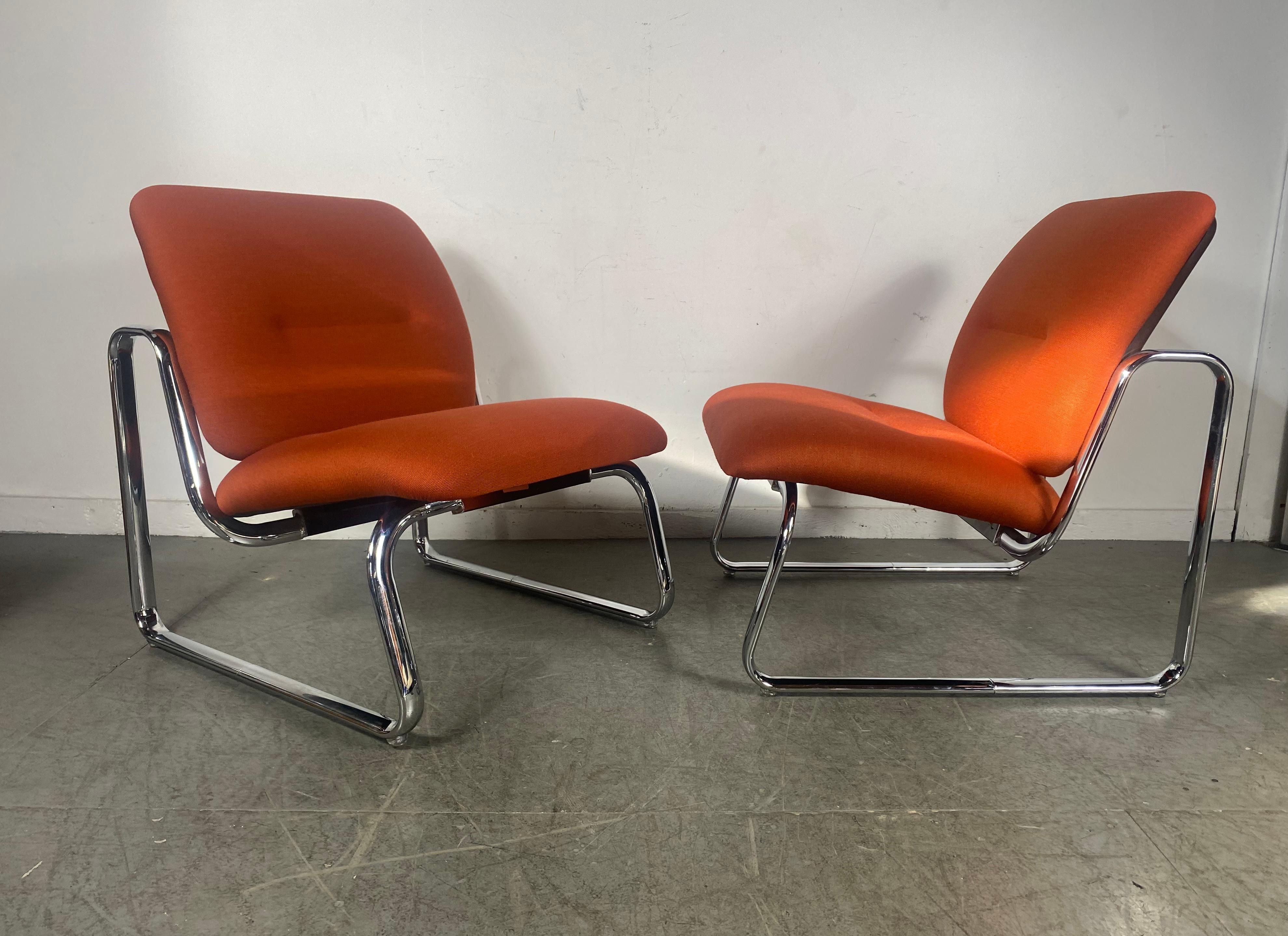 Matched Pair Space Age Modernist Lounge Chairs, Peter Protzmann/ Herman Miller In Good Condition For Sale In Buffalo, NY
