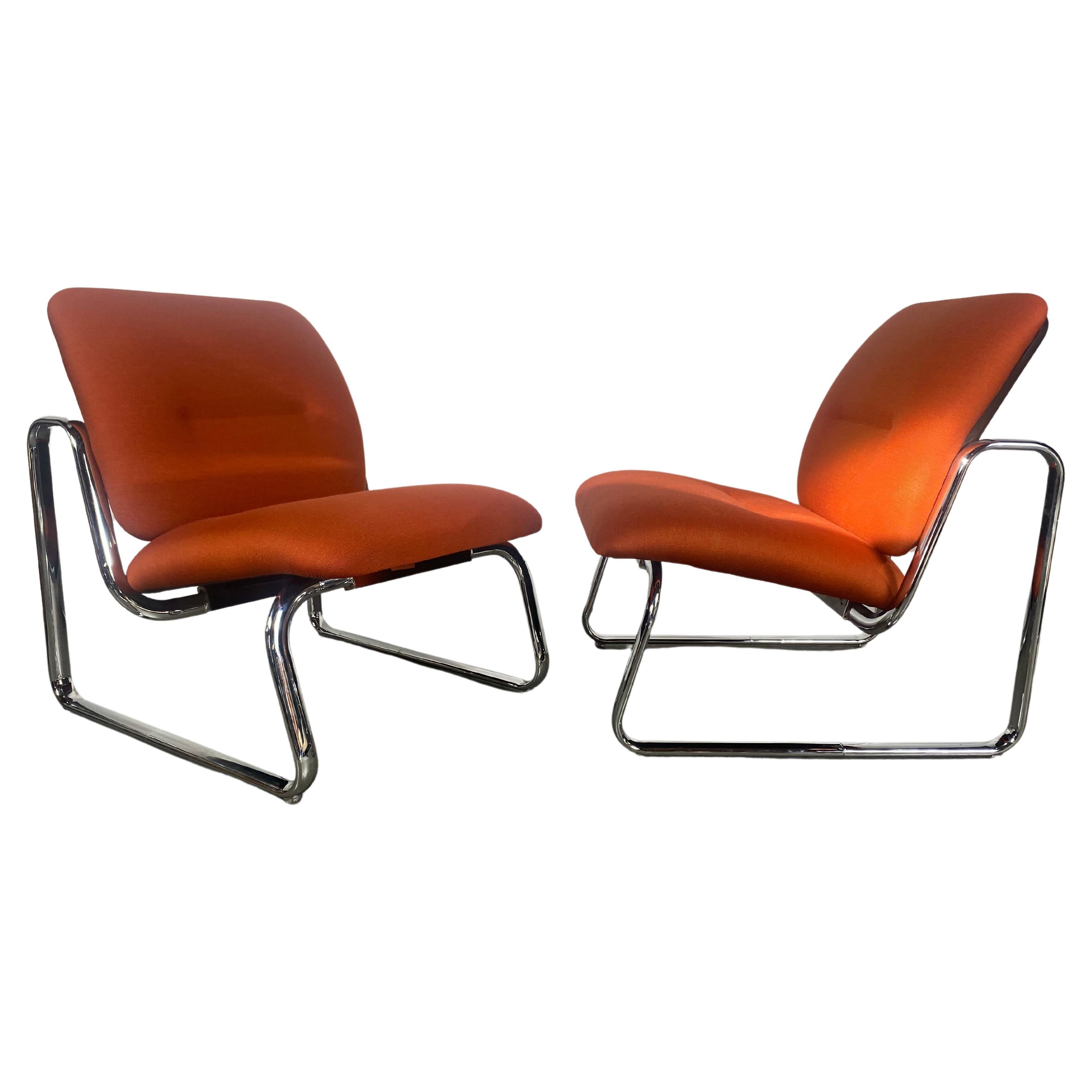 Paire de chaises longues modernistes de l'ère spatiale, Peter Protzmann/ Herman Miller