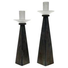 matched pair Retro Murano Scavo Glass Candlesticks by Cenedese