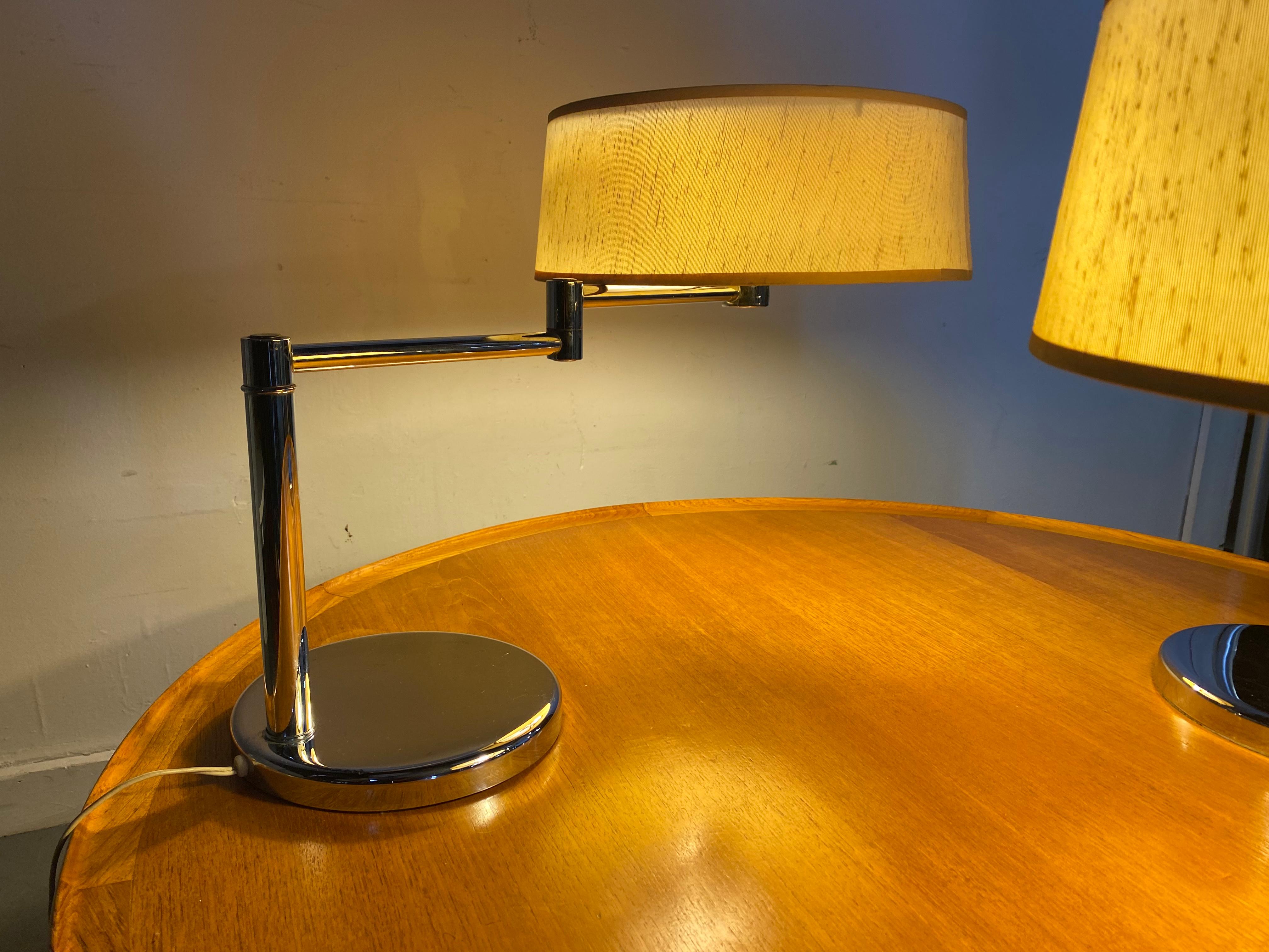 Matched Pair Walter Von Nessen Swing Out Table/ Desk Lamps, Nessen Studio's In Good Condition In Buffalo, NY