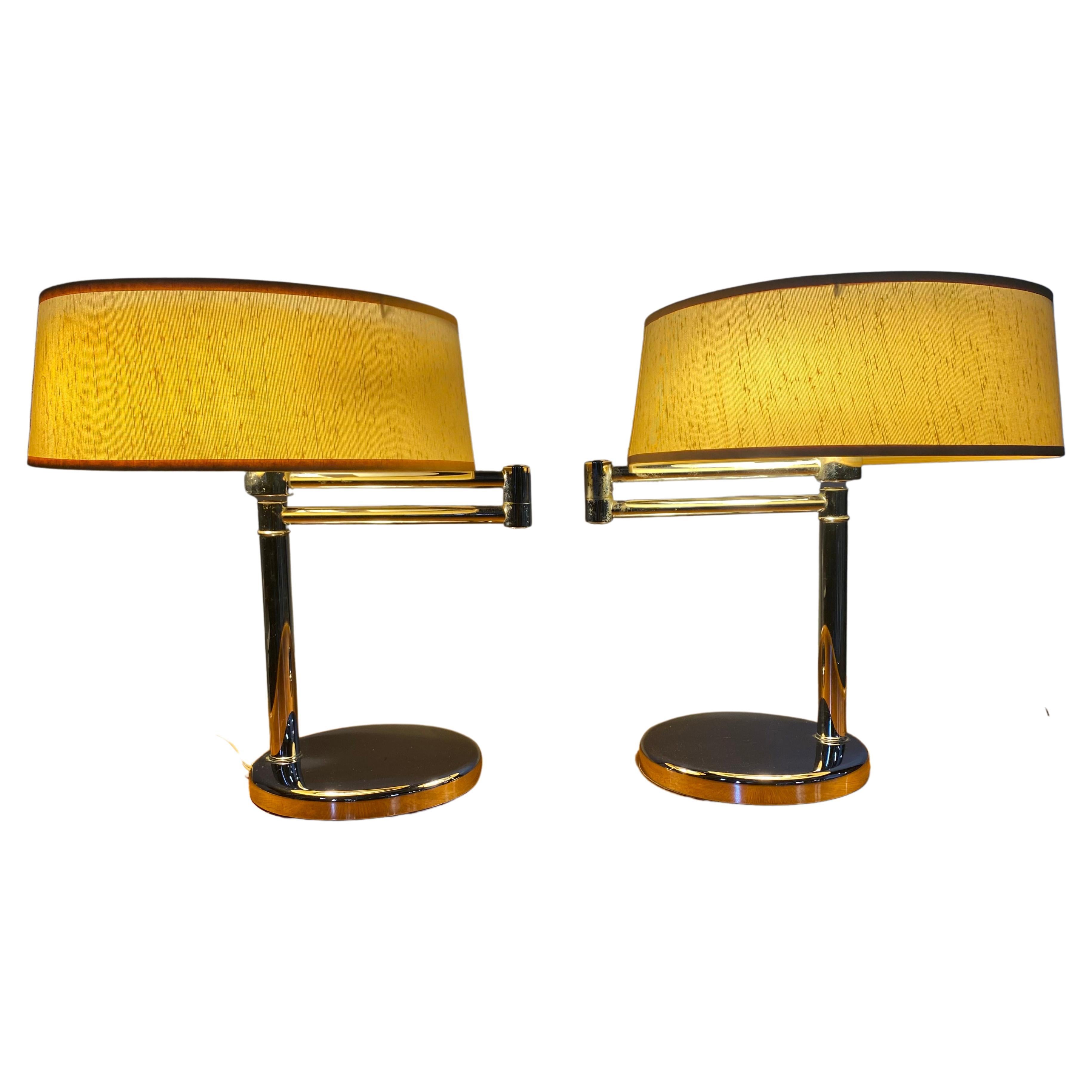 Matched Pair Walter Von Nessen Swing Out Table/ Desk Lamps, Nessen Studio's