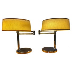 Matched Pair Walter Von Nessen Swing Out Table/ Desk Lamps, Nessen Studio's