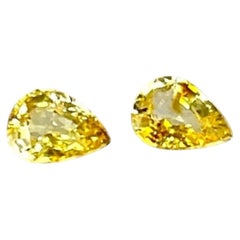 Matched Pair Yellow Sapphire Pear Shapes, 1.78 Carats Total, Loose Gems
