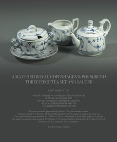 Juego de té de tres piezas y platillo a juego de Royal Copenhagen y Porsgrund