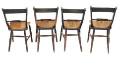 Matched Set of 4 Antique Quality 19th Century Elm Kitchen Dining Chairs
