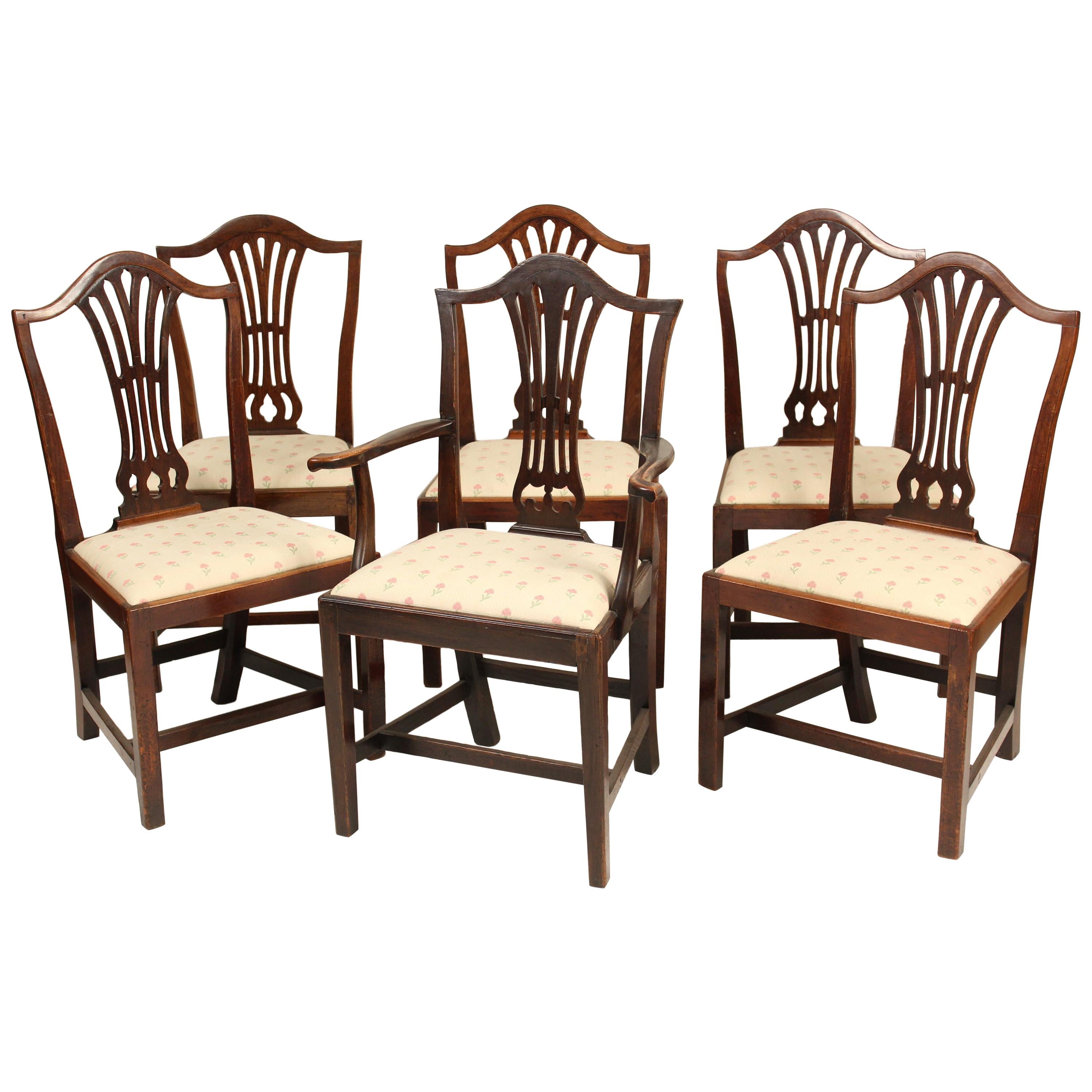 Matched Set of 6 Antique George III Style Dining Room Chairs