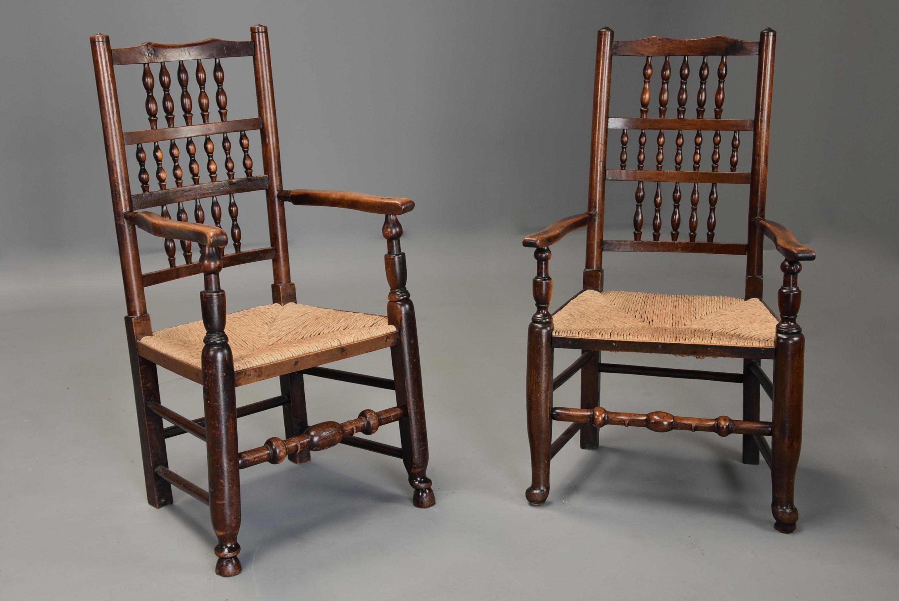 Matched Set of Eight Mid-19th Century Ash Spindle Back Chairs of Superb Patina For Sale 1