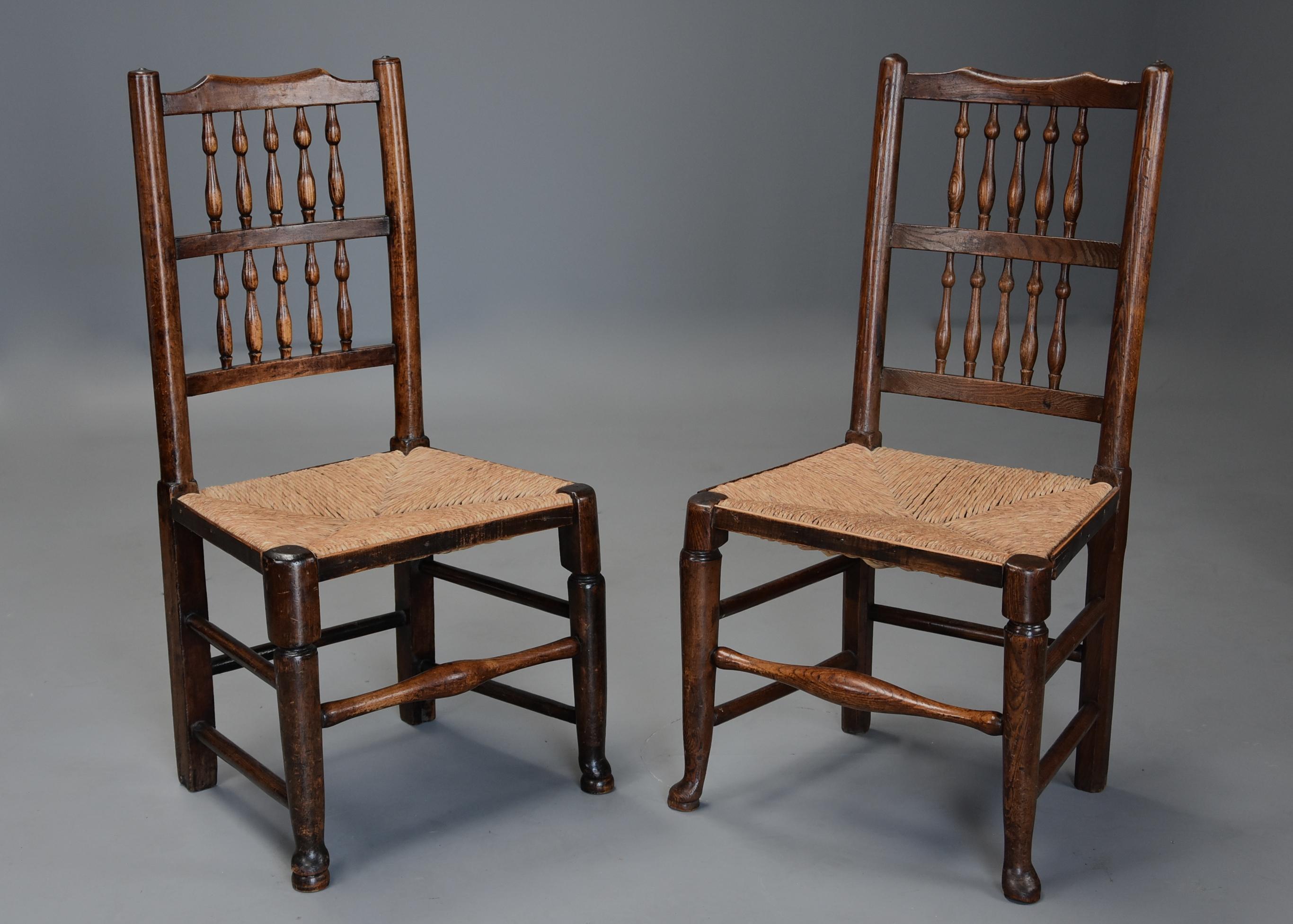 Matched Set of Eight Mid-19th Century Ash Spindle Back Chairs of Superb Patina For Sale 2