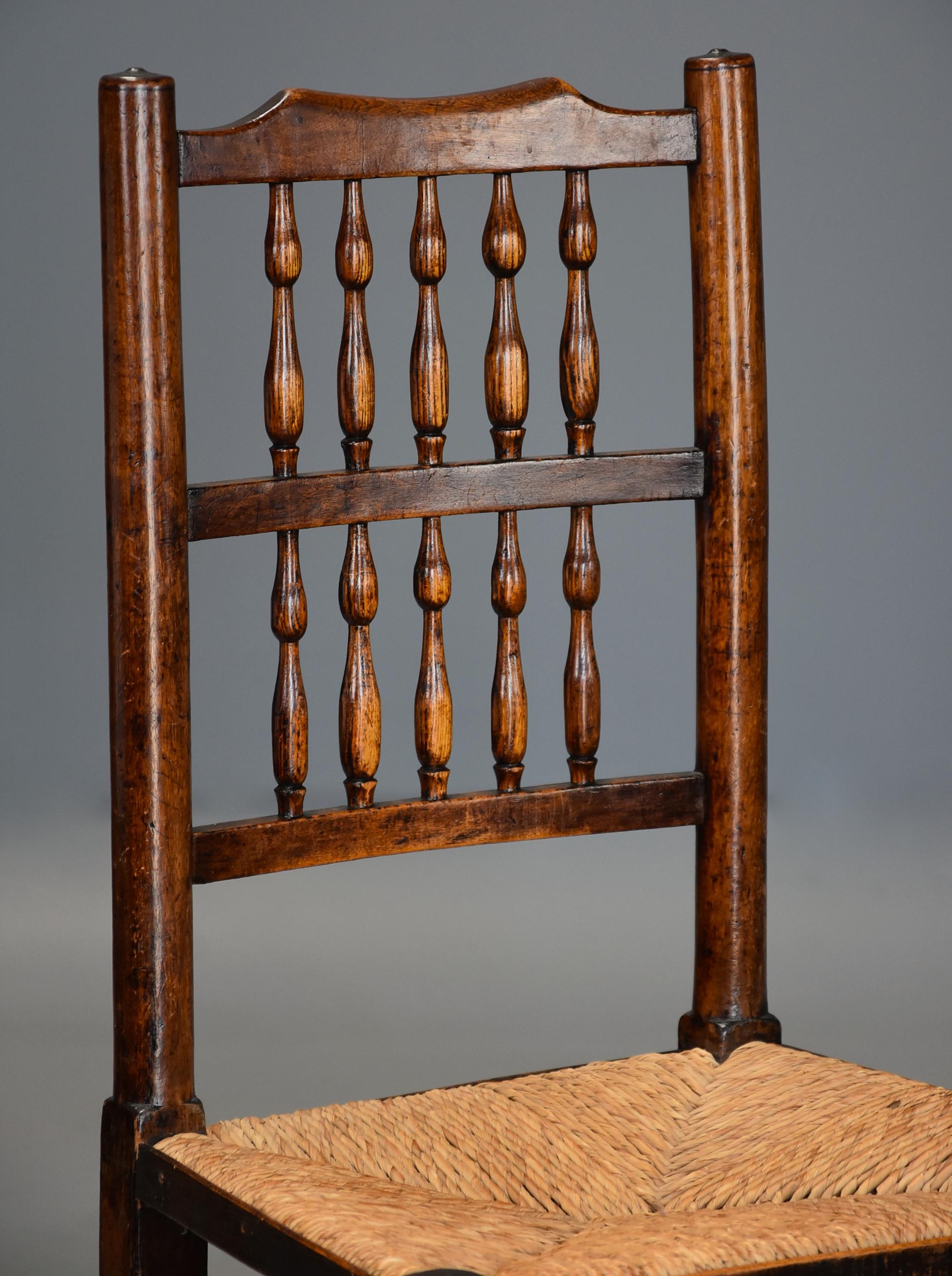 Matched Set of Eight Mid-19th Century Ash Spindle Back Chairs of Superb Patina For Sale 3