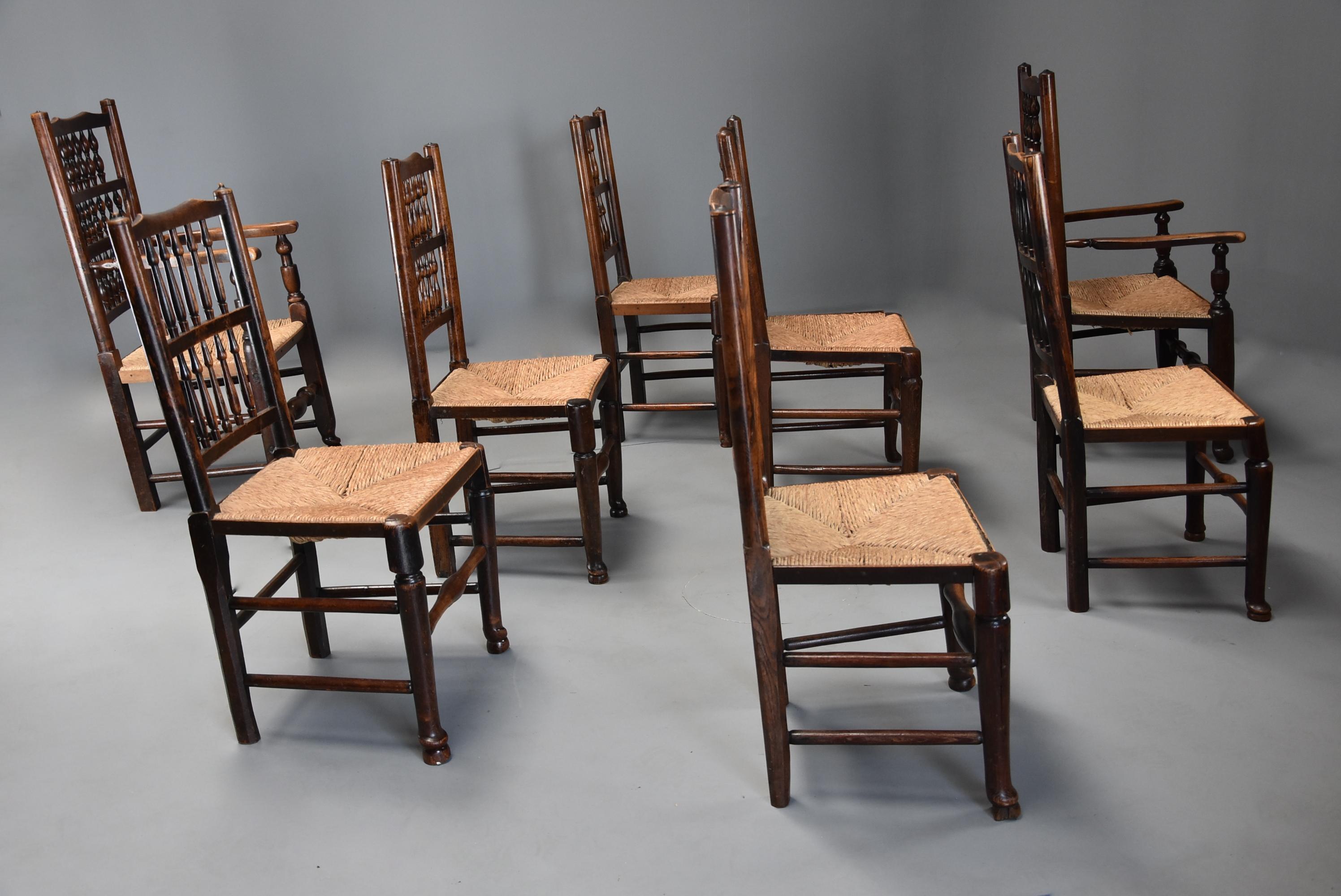Matched Set of Eight Mid-19th Century Ash Spindle Back Chairs of Superb Patina For Sale 5