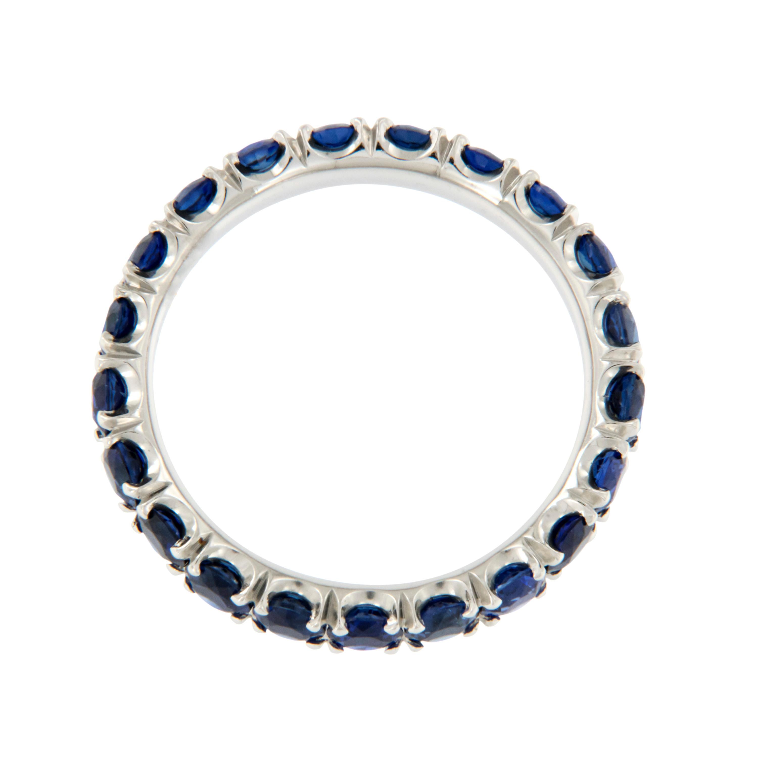 Women's Matched Set of Platinum 5.40 Cttw Blue Sapphire Eternity Bands by WR Designs