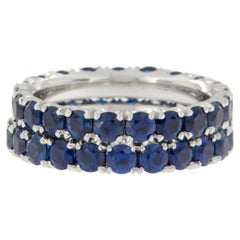 Matched Set of Platinum 5.40 Cttw Blue Sapphire Eternity Bands by WR Designs