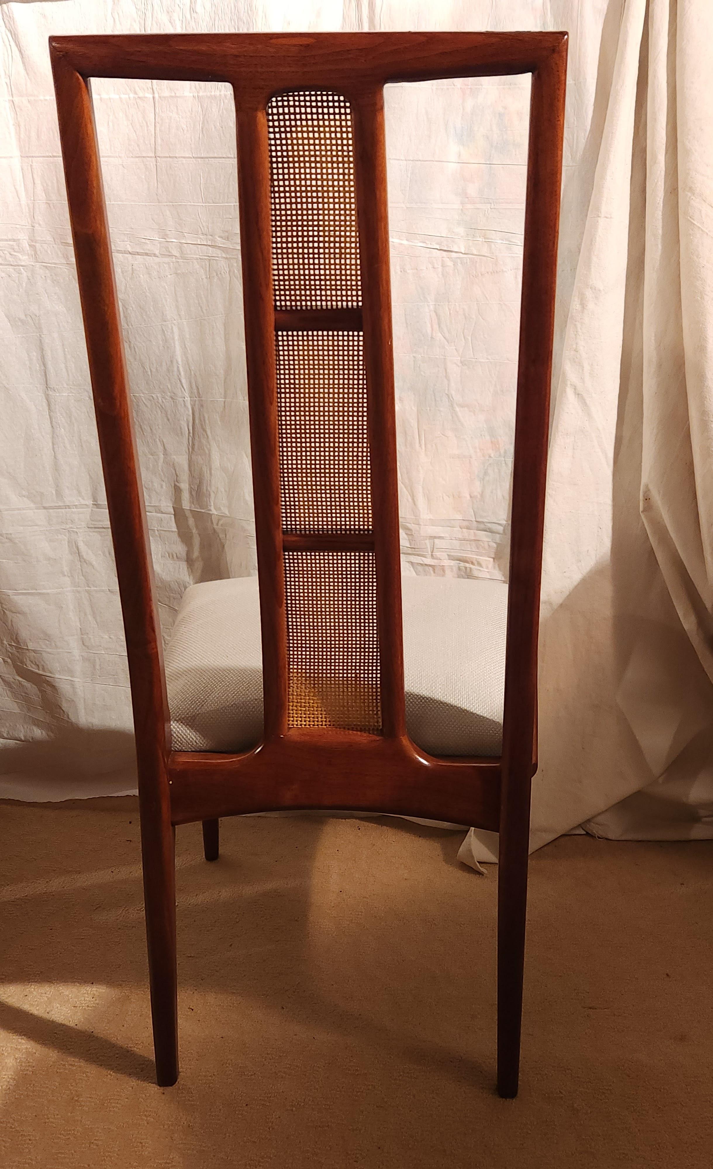 Matched Set of Six Caned Back Walnut and Cane Back Chairs by John Stuart 1950s 8